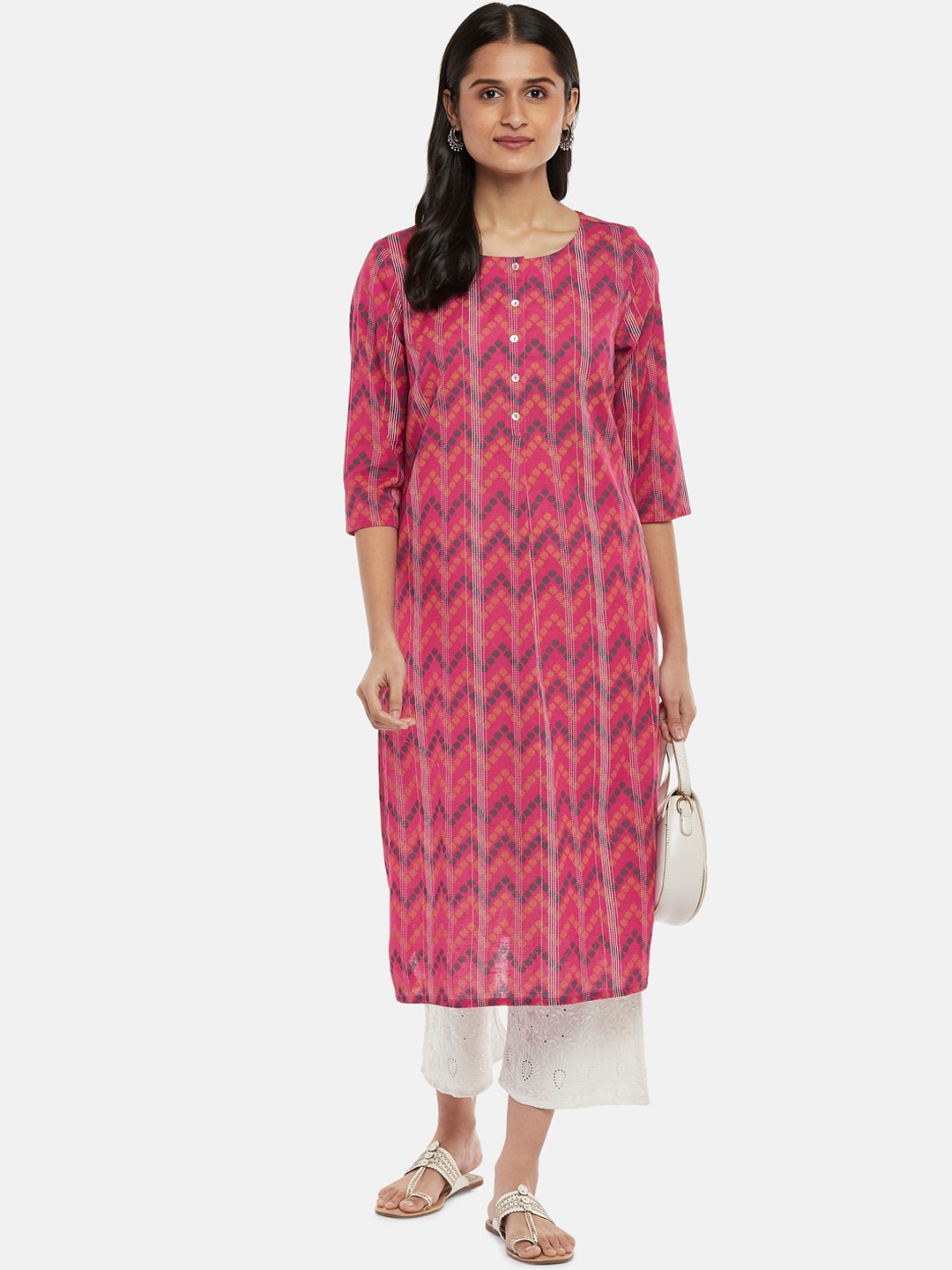 

RANGMANCH BY PANTALOONS Women Pink Geometric Printed Kurta