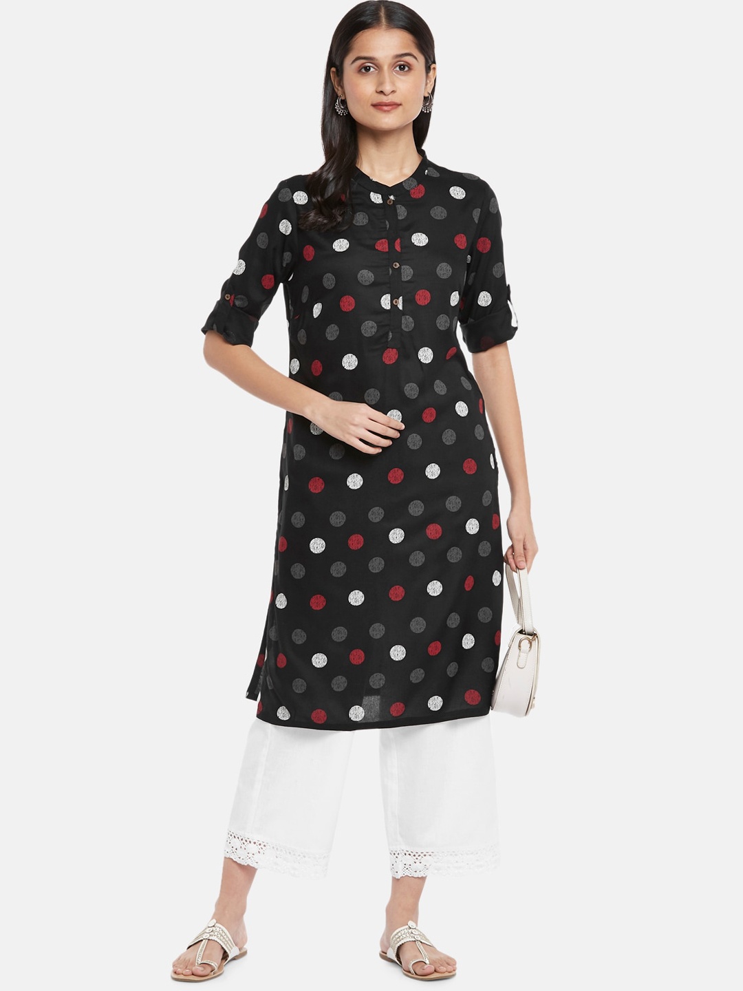 

RANGMANCH BY PANTALOONS Women Black Geometric Printed Kurta