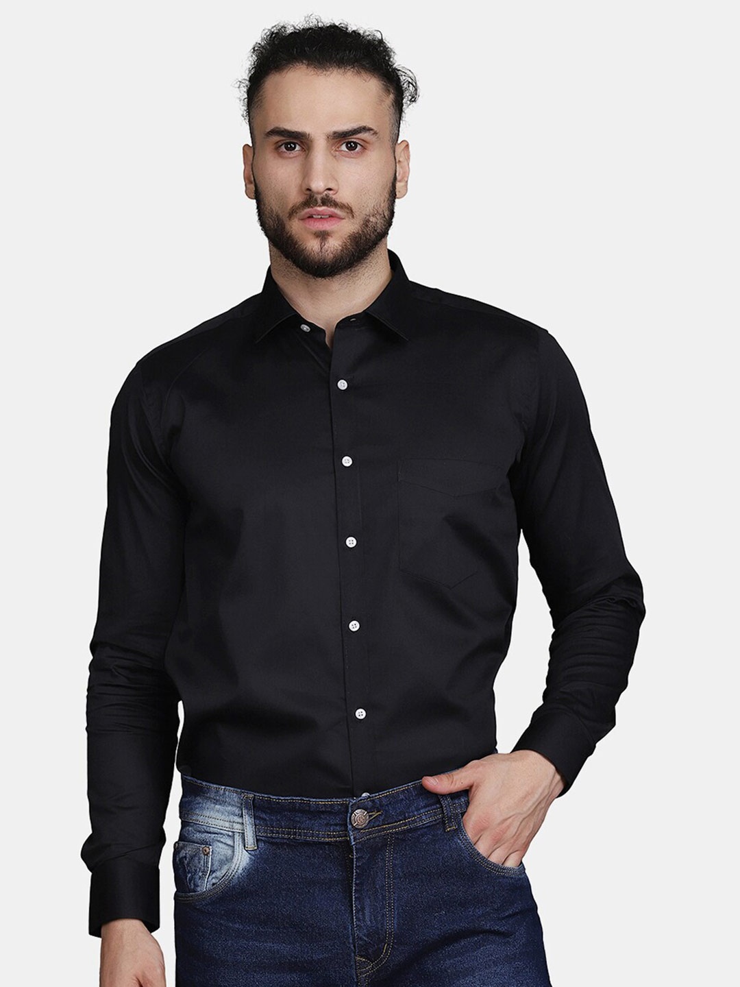 

JJAAGG T Men Black Classic Casual Shirt