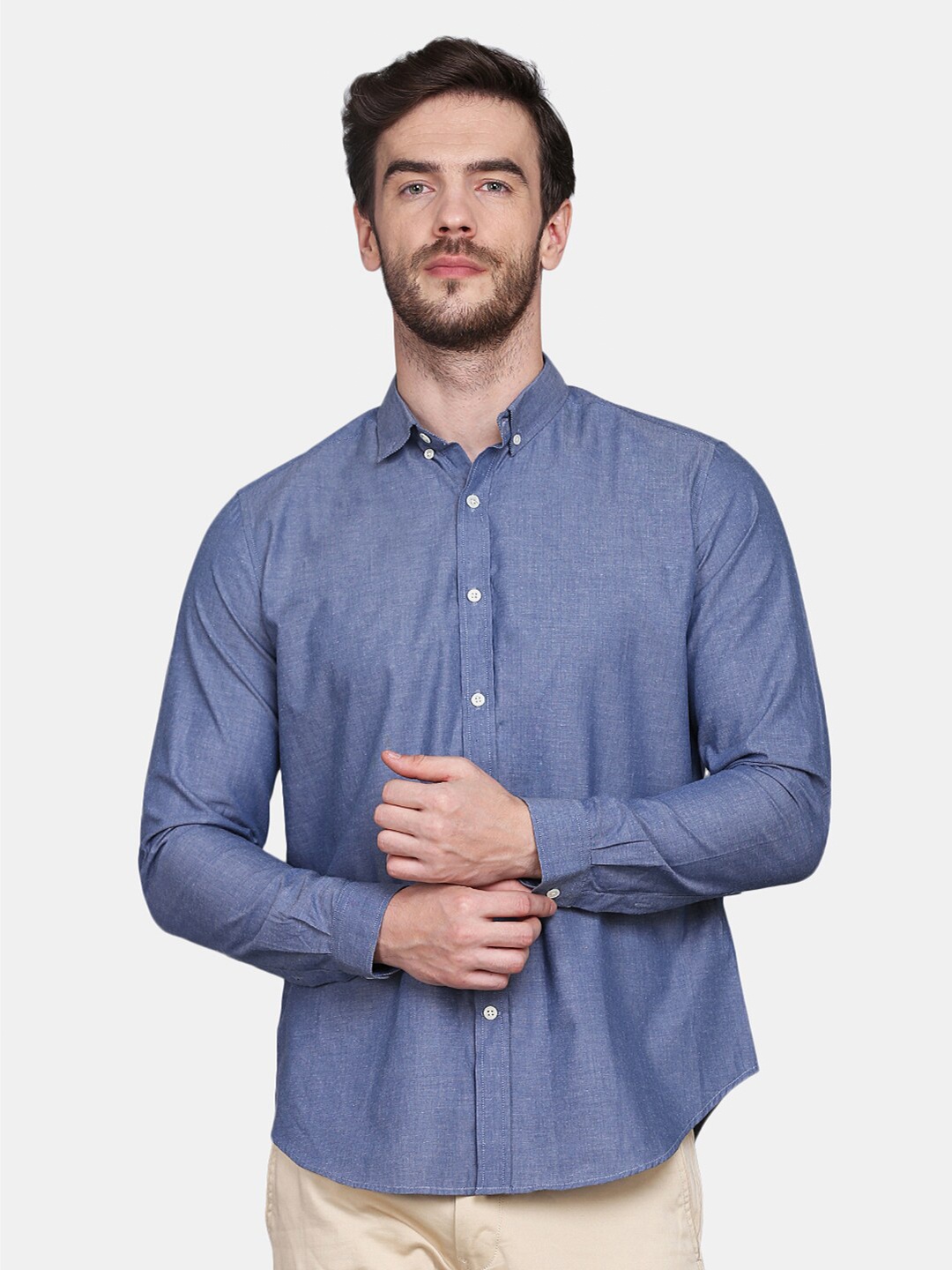 

JJAAGG T Men Blue Classic Slim Fit Cotton Formal Shirt