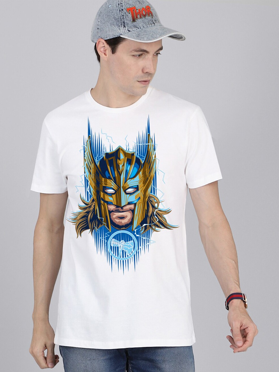 

Free Authority Men White Thor Love & Thunder Printed Pure Cotton T-shirt
