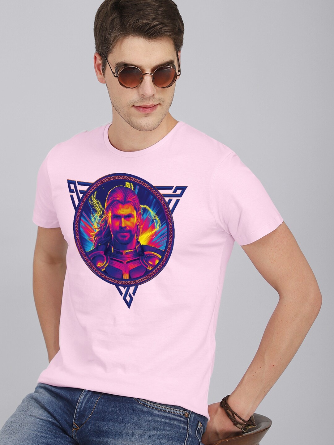 

Free Authority Men Peach-Coloured Pure Cotton Superhero Thor Printed T-shirt