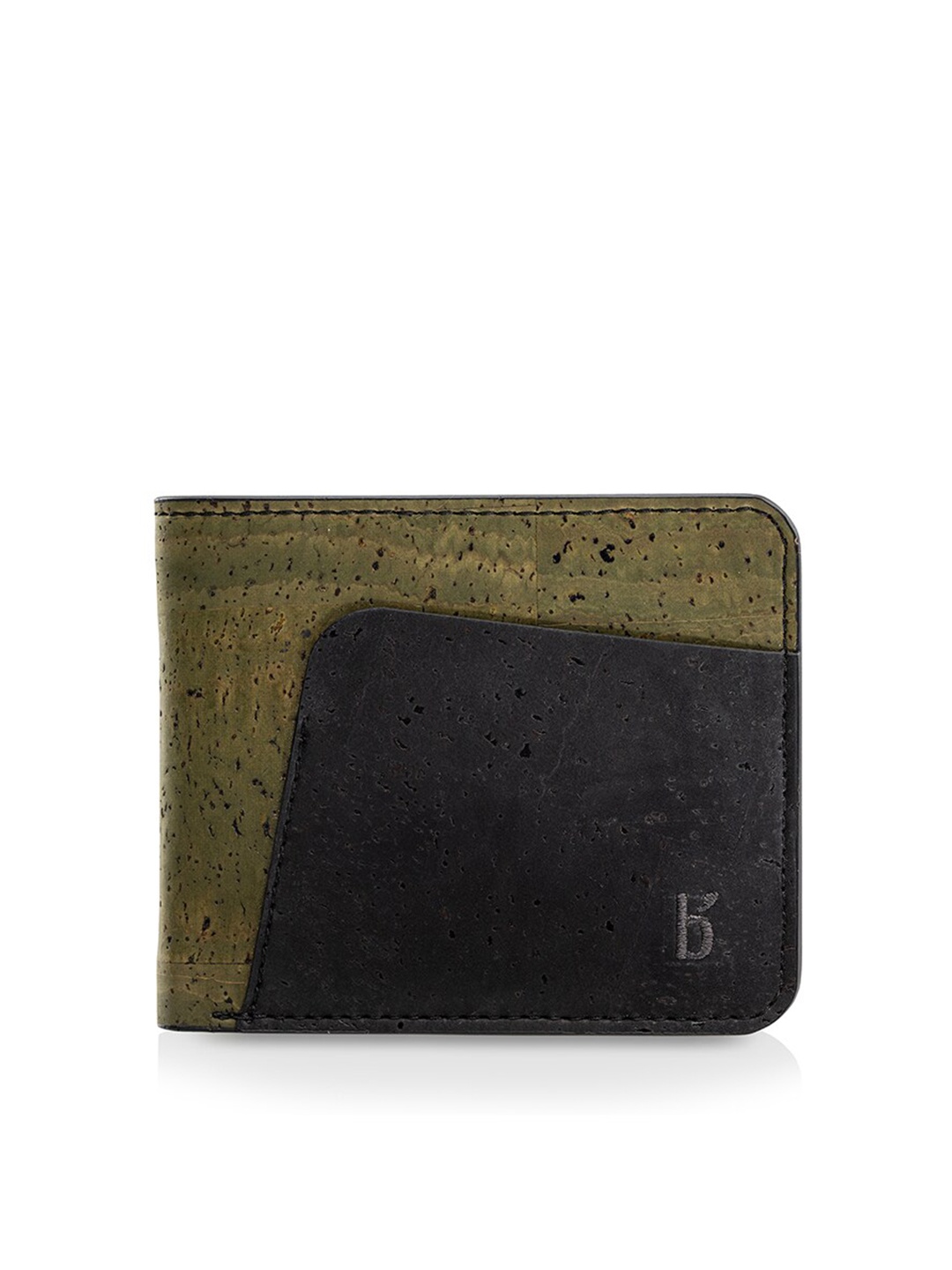 

Beej Men Green & Black Textured Two Fold Wallet