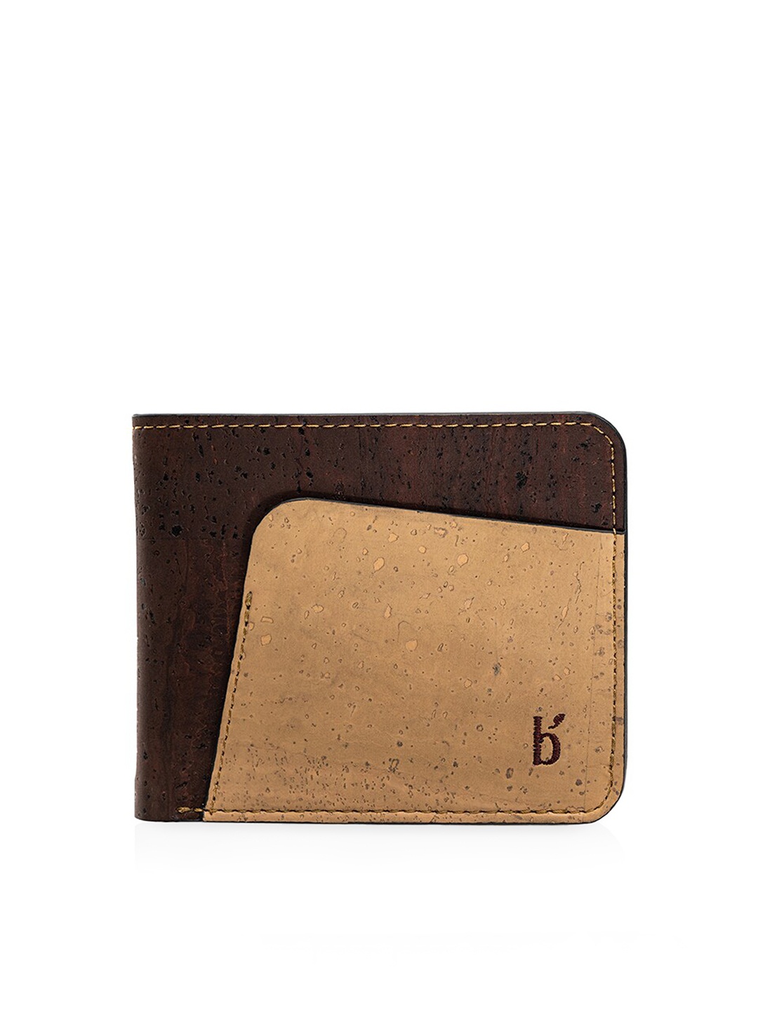 

Beej Men Brown & Beige Textured Two Fold Wallet