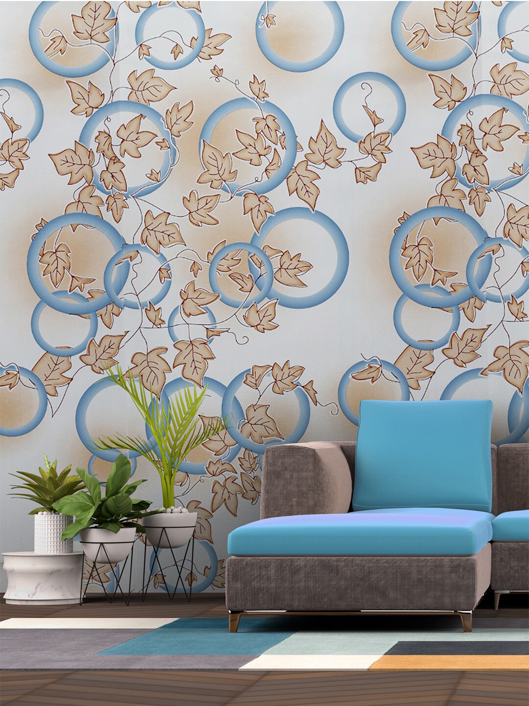

Rubix Home White & Blue Floral Wallpaper