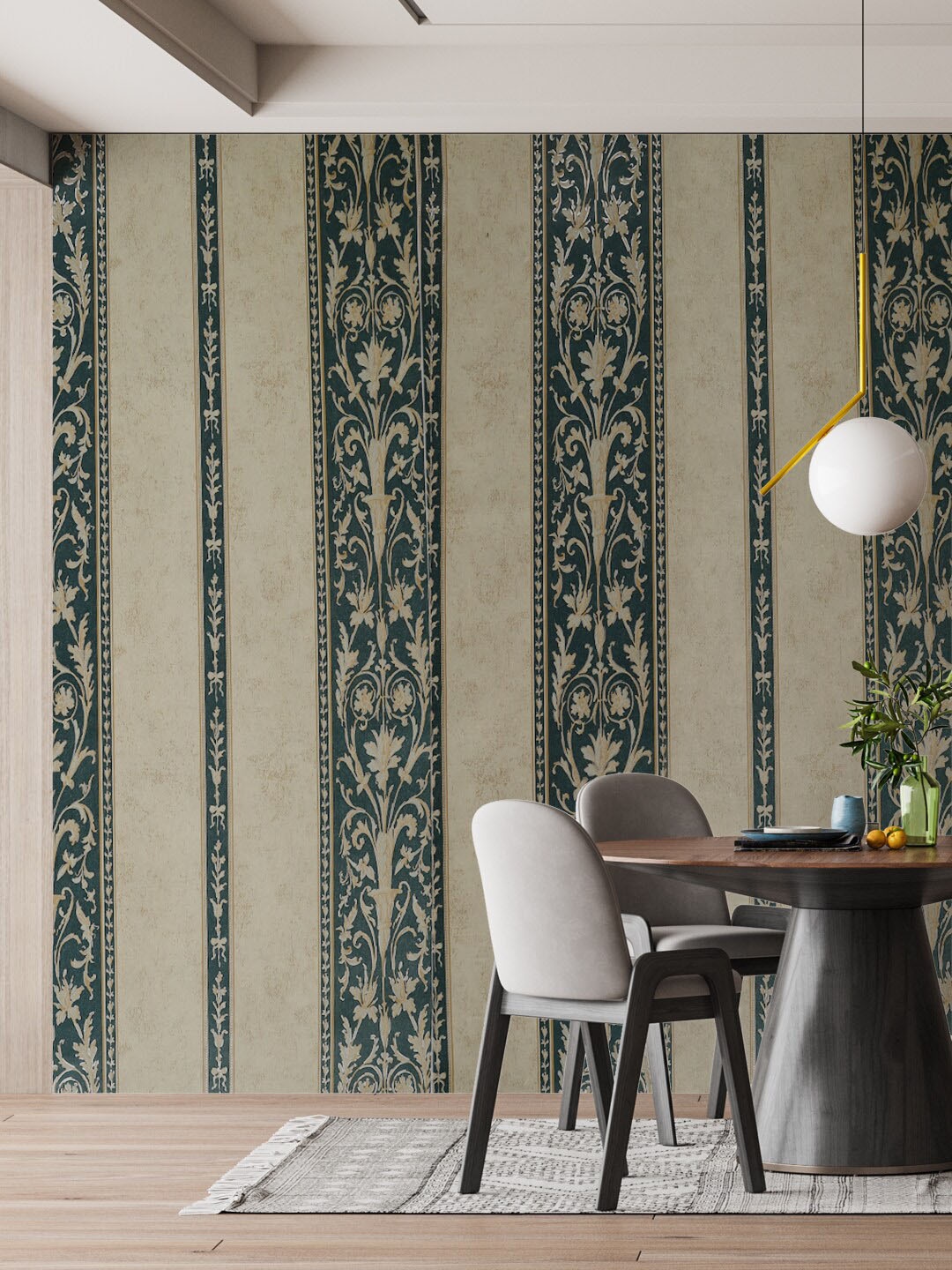 

Rubix Home Beige & Green Printed Wallpaper