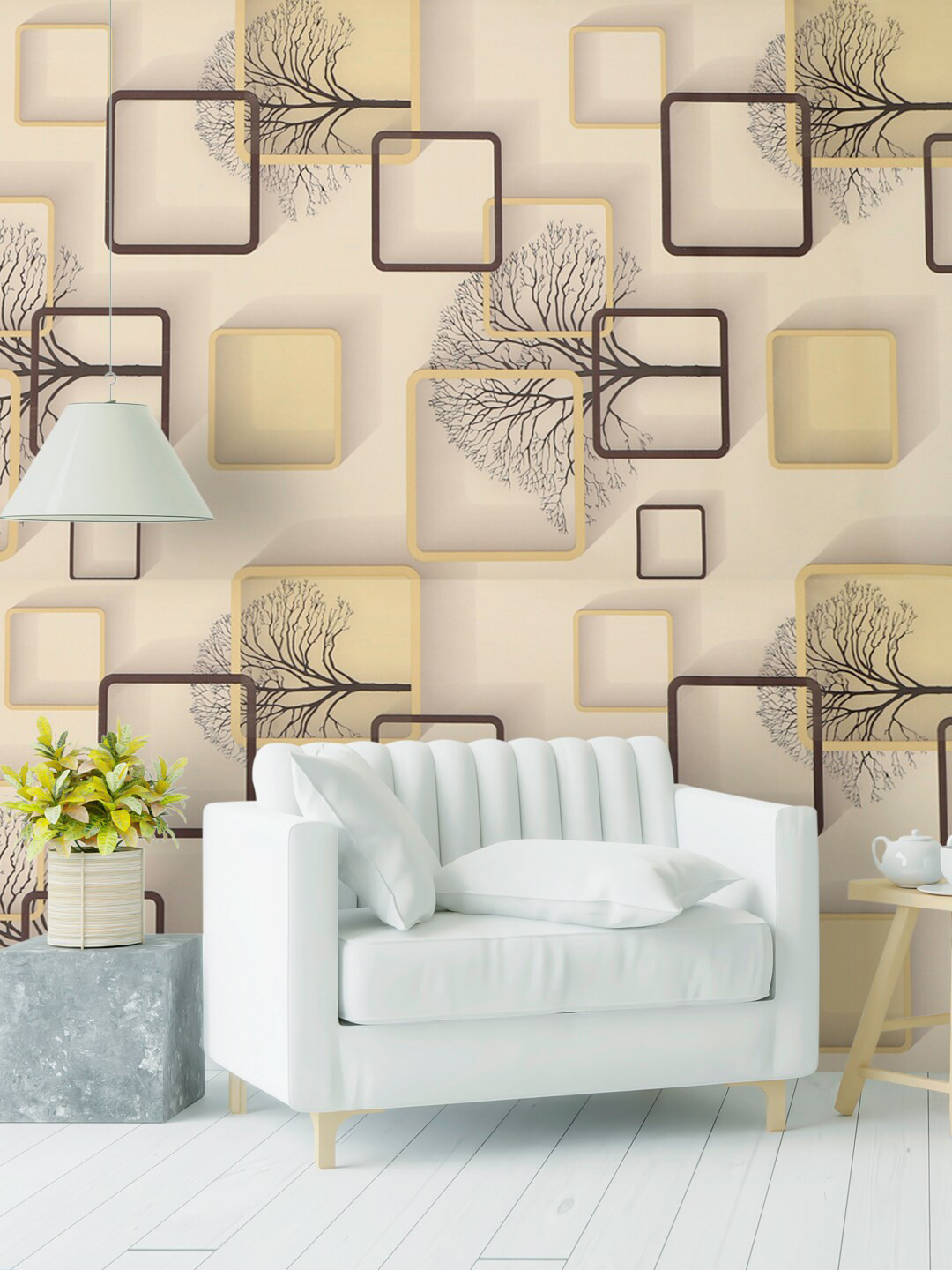 

Rubix Home Brown Geometric Printed Wallpaper