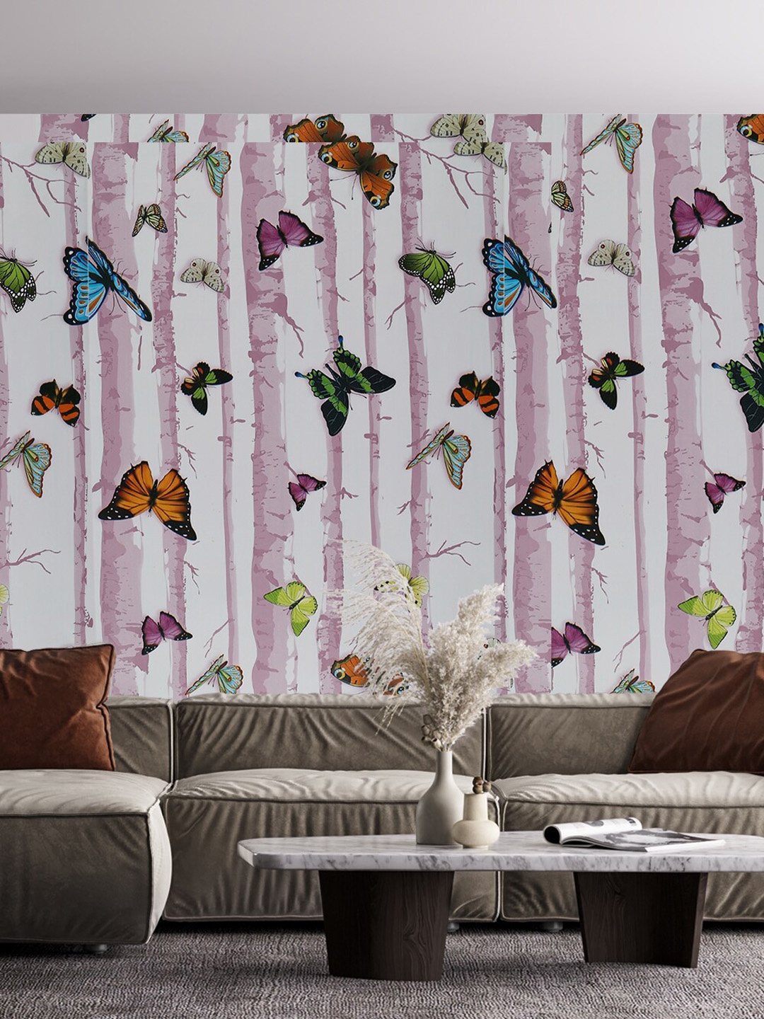 Rubix Home White & Blue Printed Wallpaper