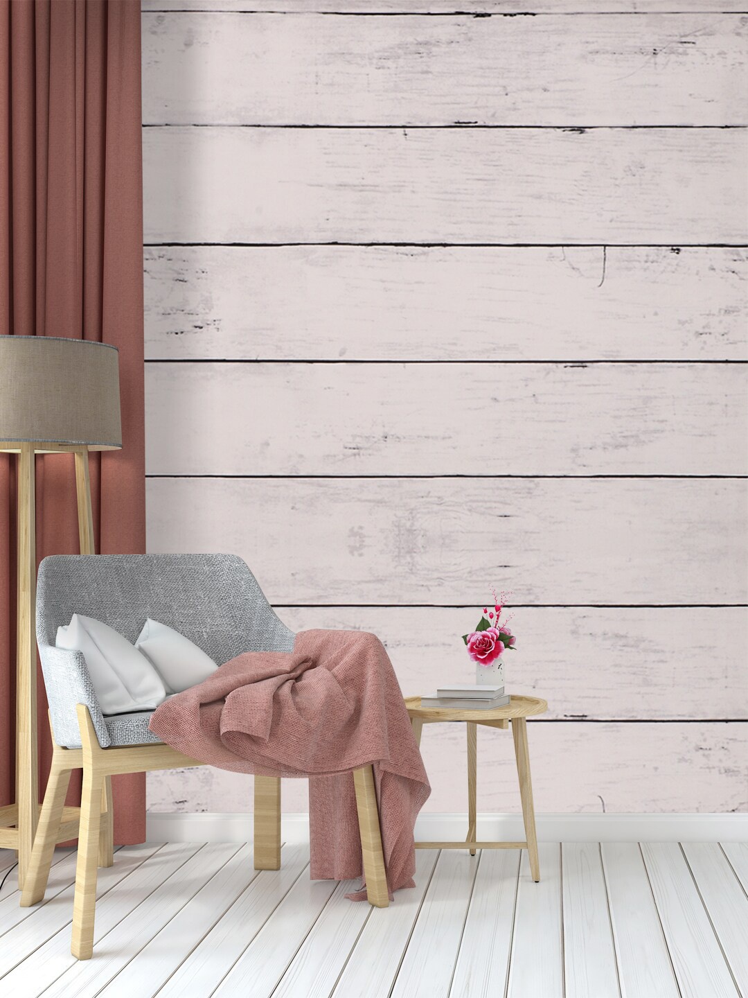 

Rubix Home White Wooden Printed Wallpaper