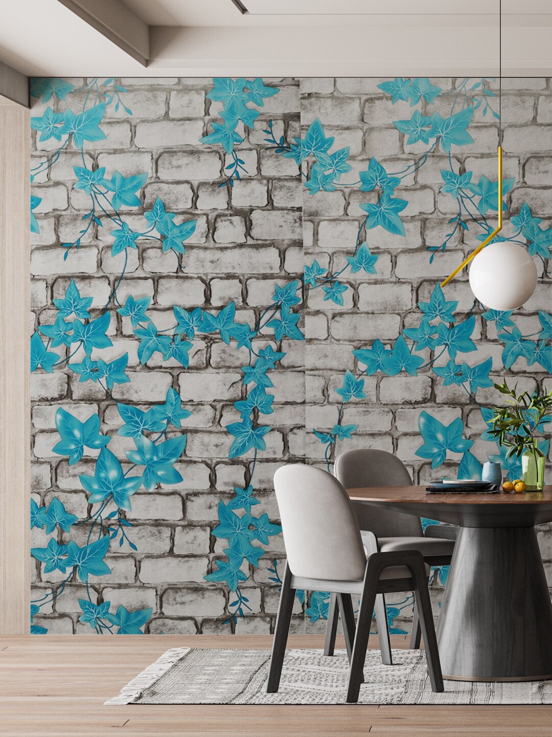 

Rubix Home Grey & Blue Floral Printed Wallpaper