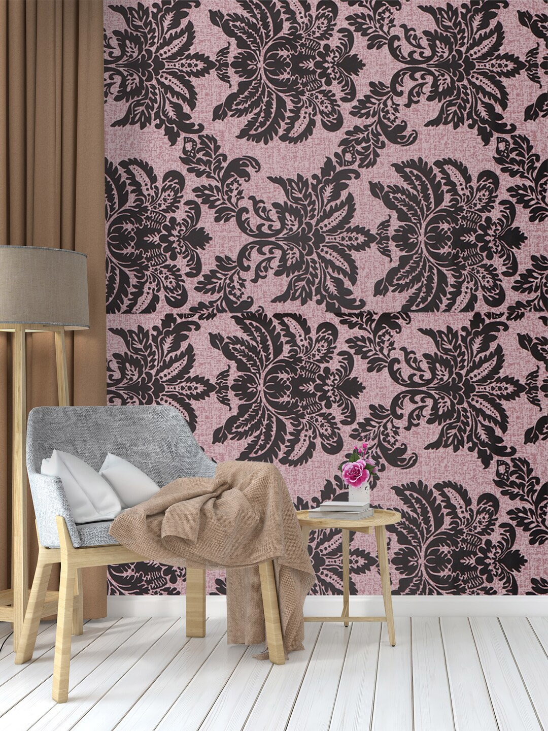

Rubix Home Pink & Black Floral Printed Wallpaper
