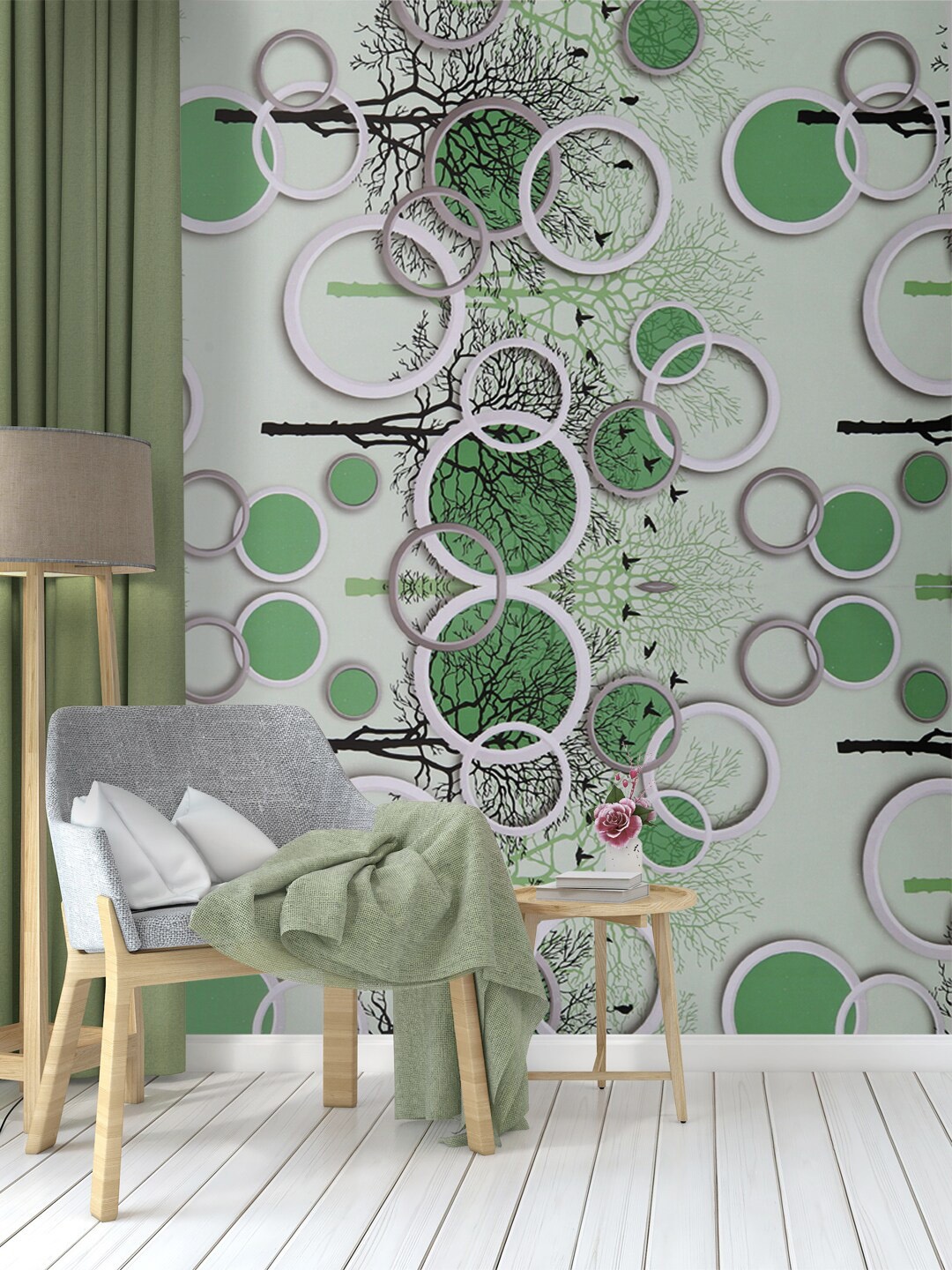 

Rubix Home Green & White Printed Self Adhesive Wallpaper