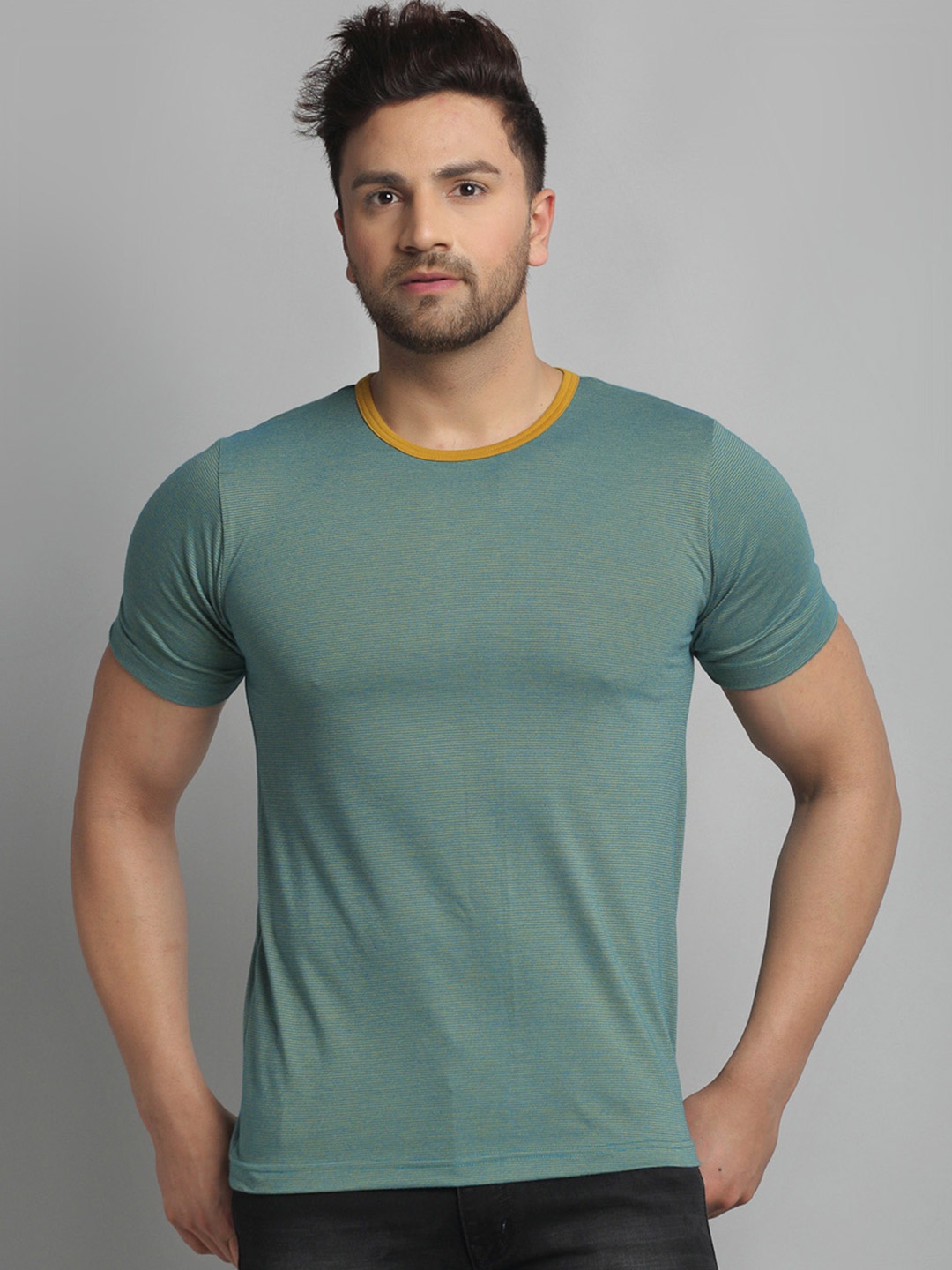 

Rigo Men Green Slim Fit T-shirt