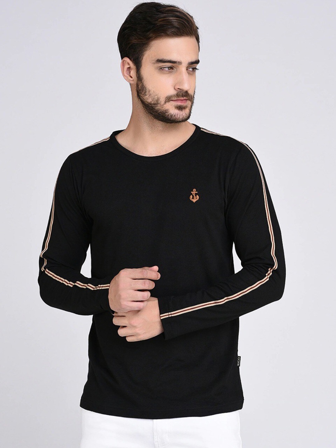 

Rigo Slim Fit Full Sleeves Cotton T-shirt, Black