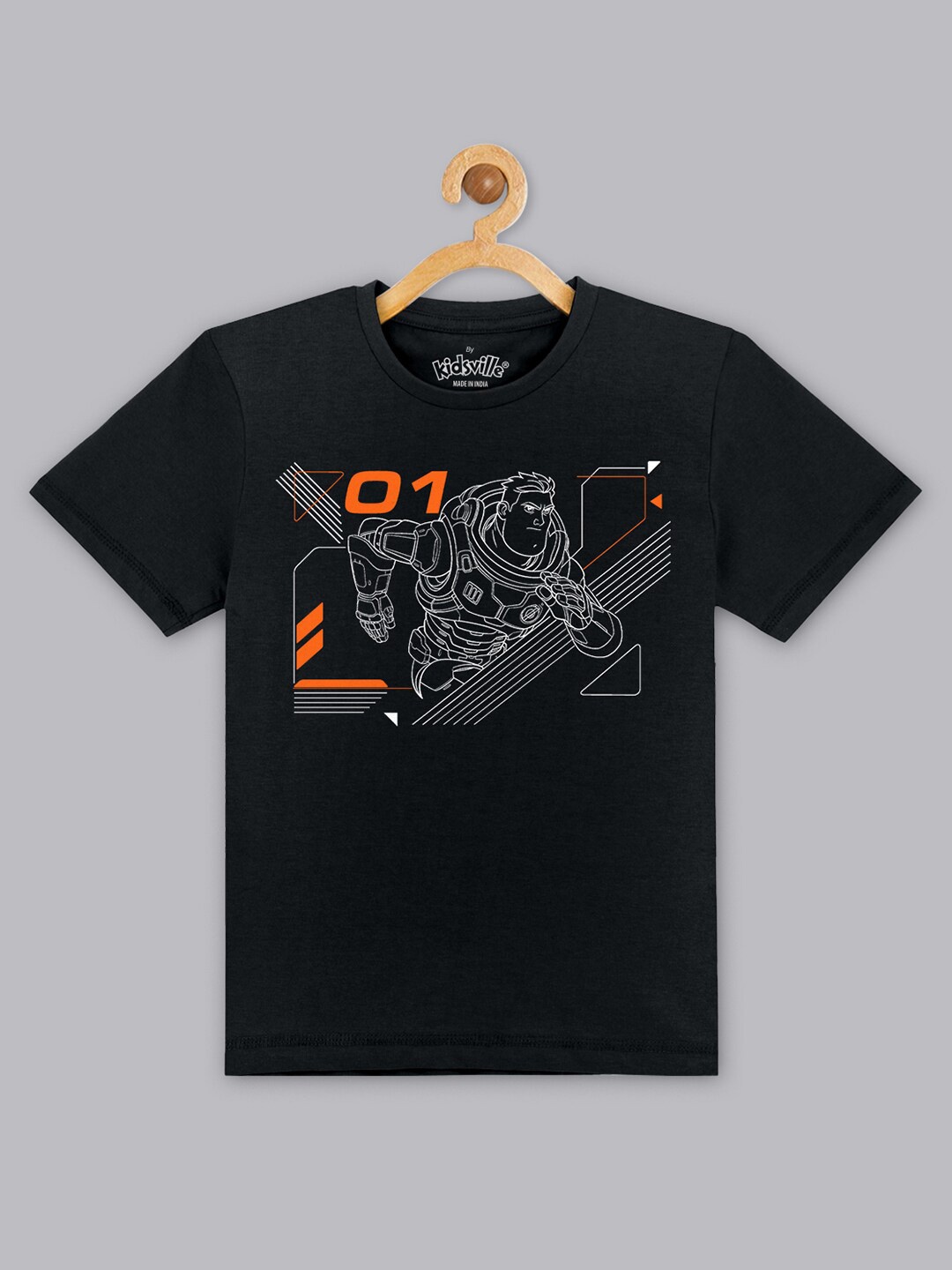 

Kids Ville Boys Light Year Printed Cotton T-shirt, Black