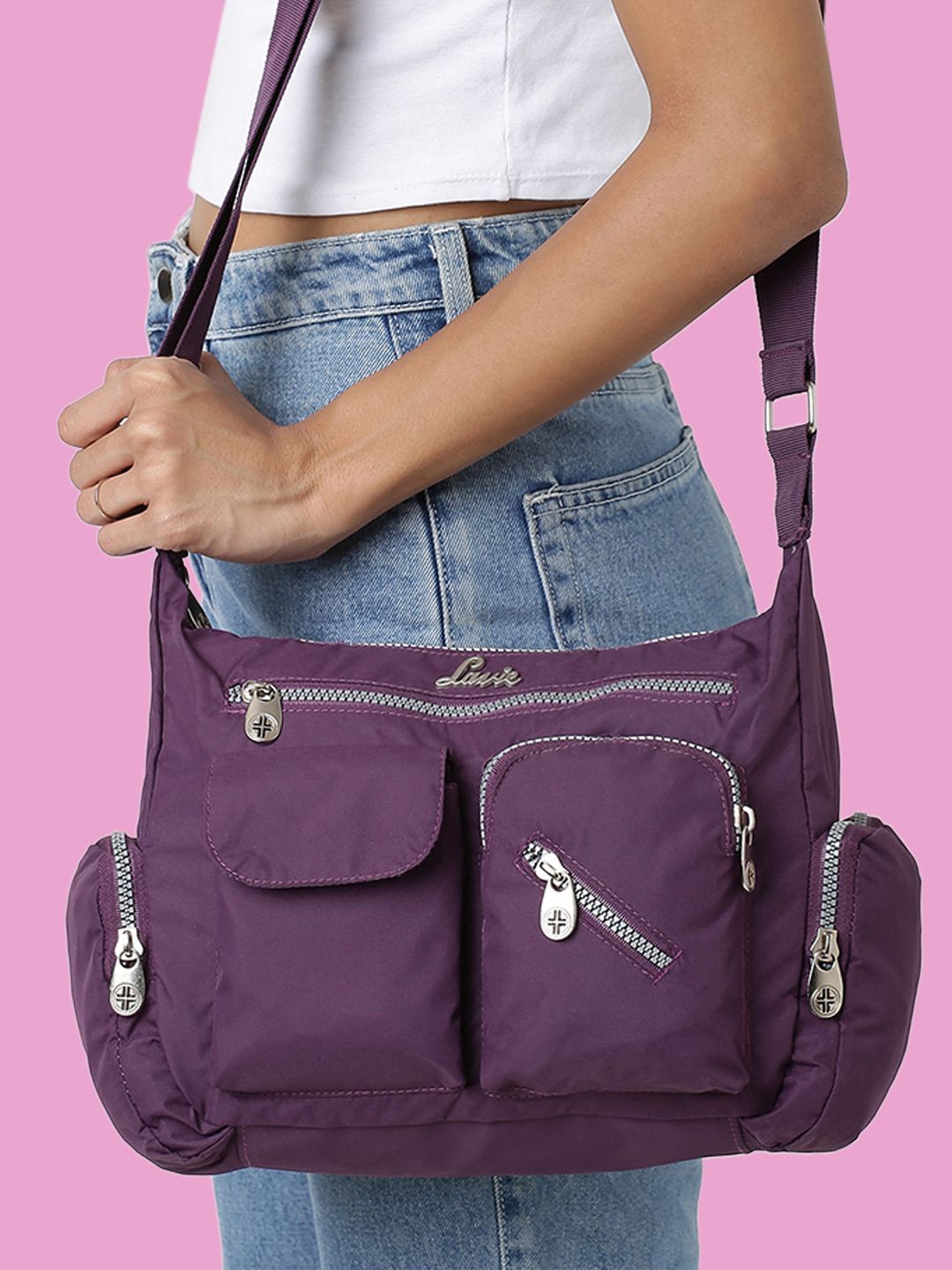

Lavie Women Hilite Purple Cleo Solid Crossbody Sling Bag