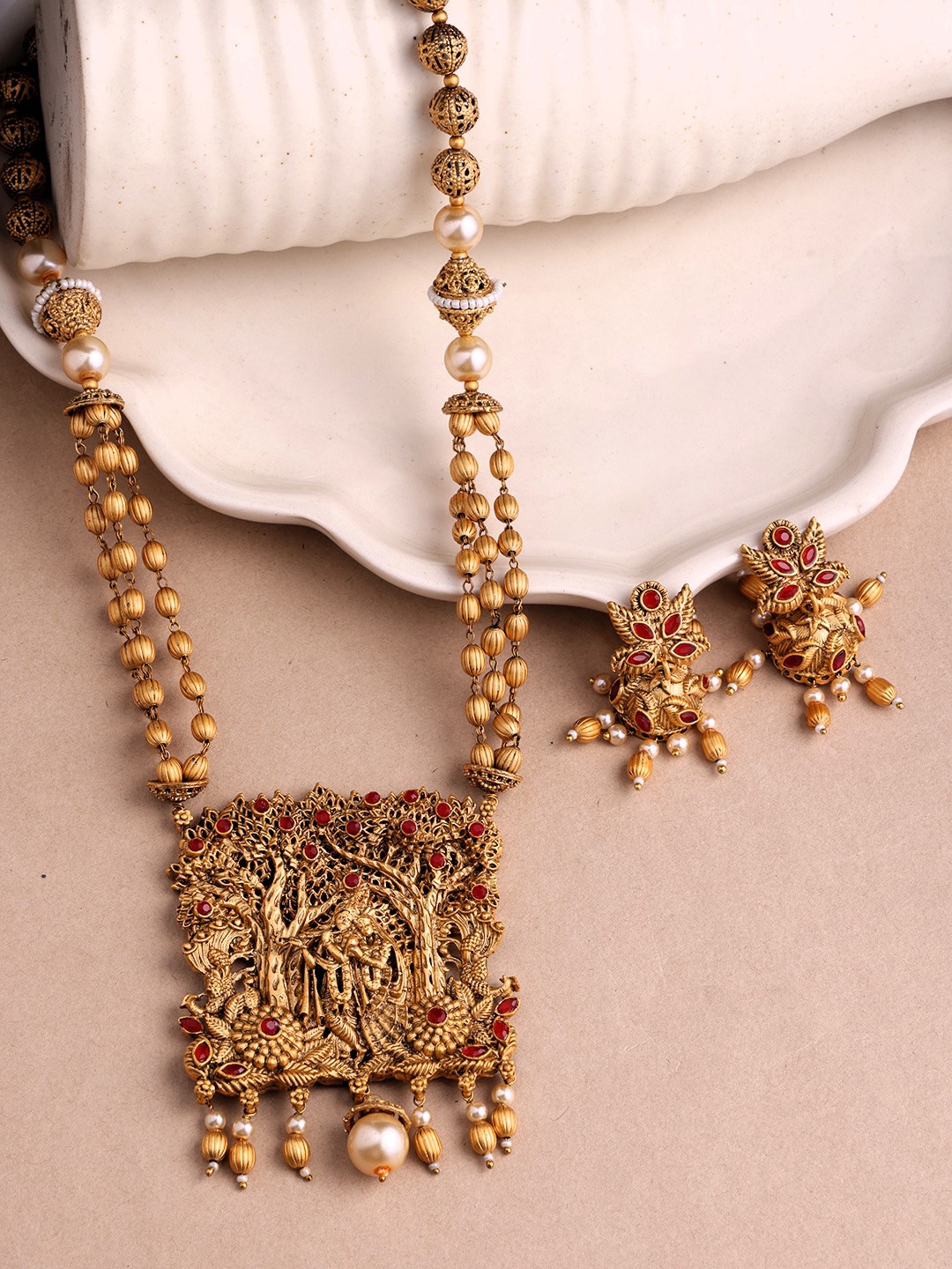 

PANASH Gold-Plated Temple Jewellery Set