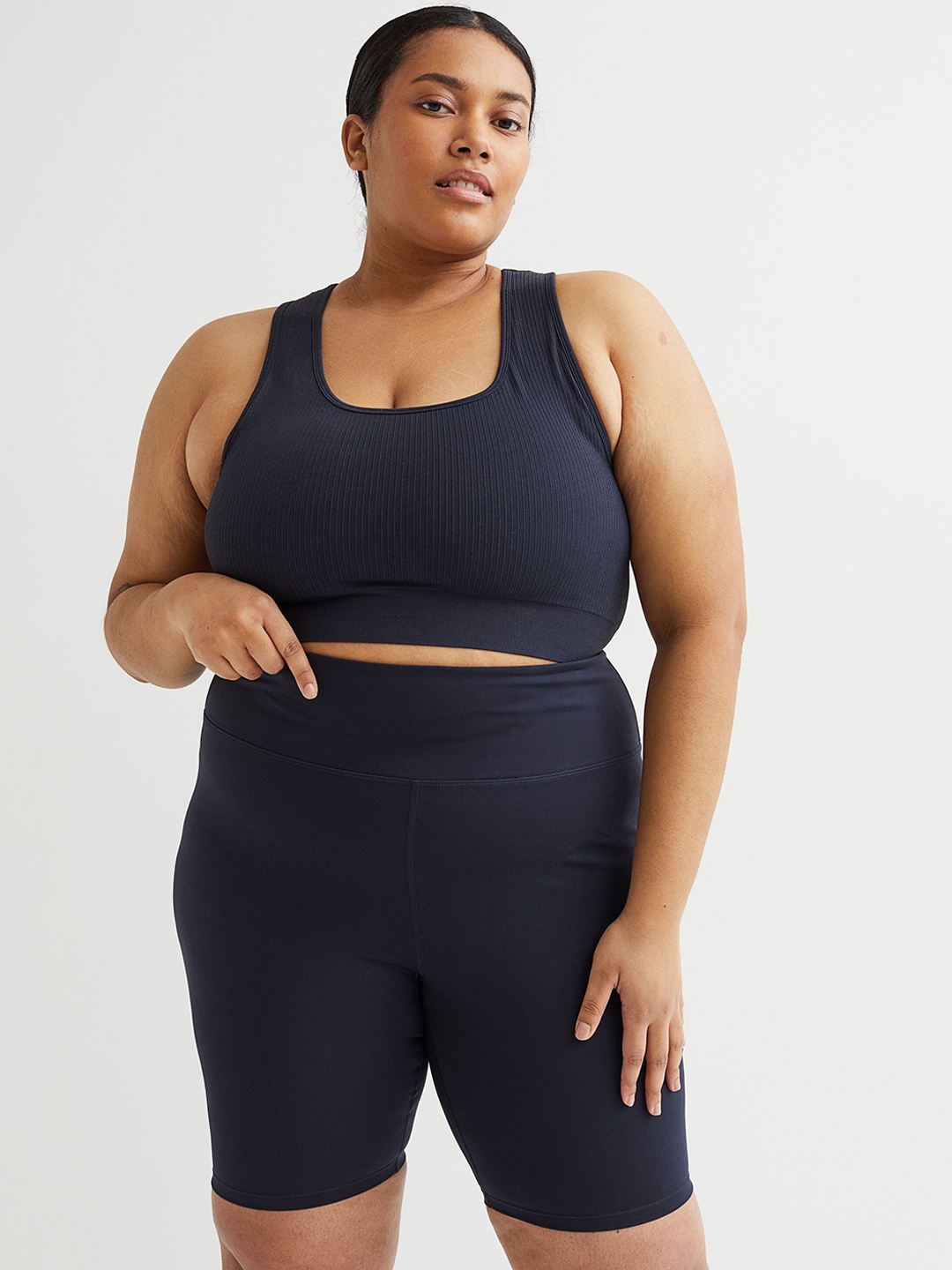 

H&M Women Plus Size Blue H&M+ Sports cycling shorts