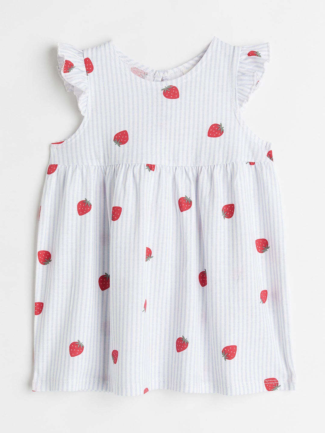 

H&M Girls White & Red Polka Dots Flounce-Trimmed Jersey Dress