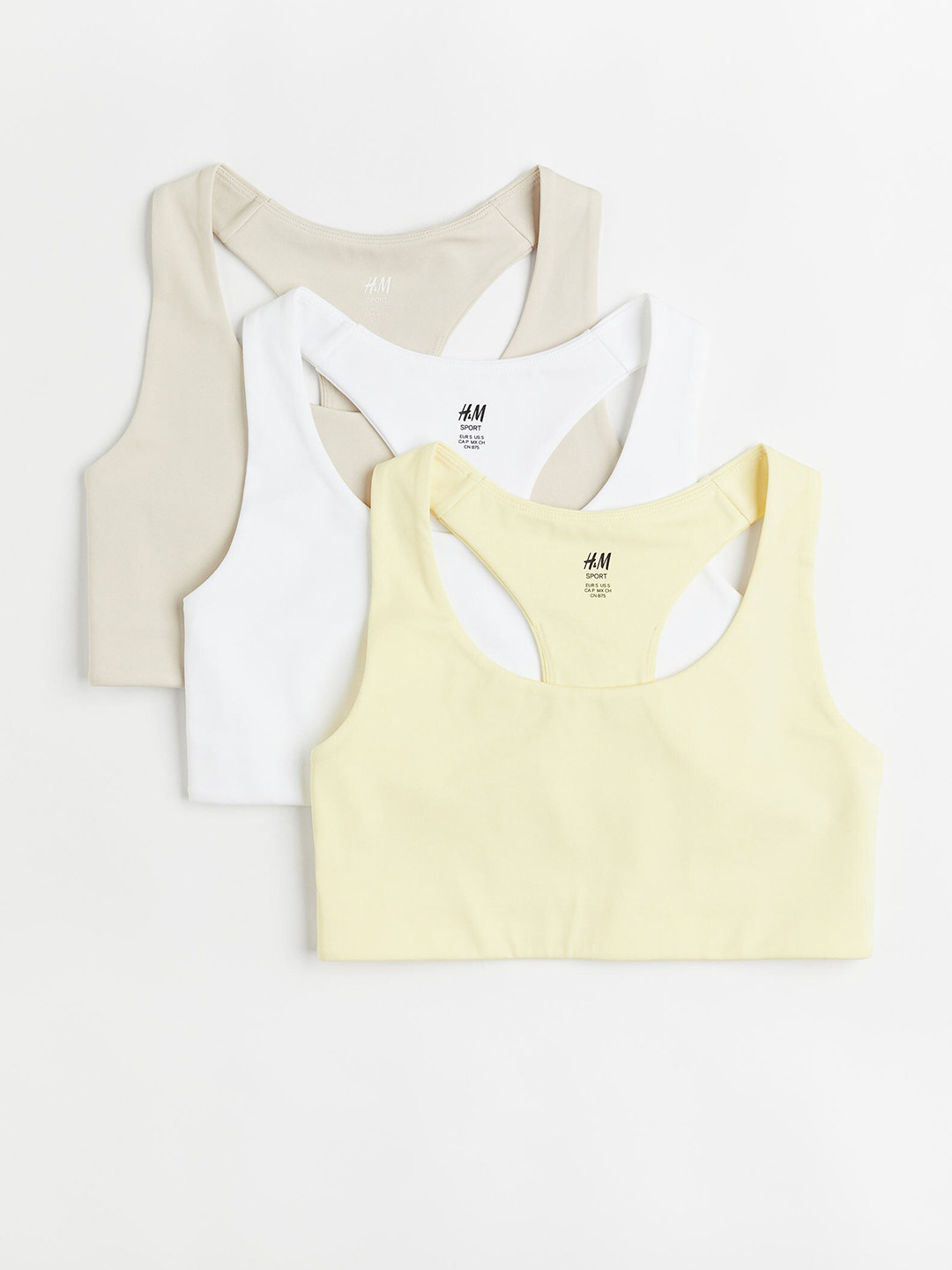

H&M Women Beige & White Set of 3 Solid Non Padded Anti Bacterial Bra