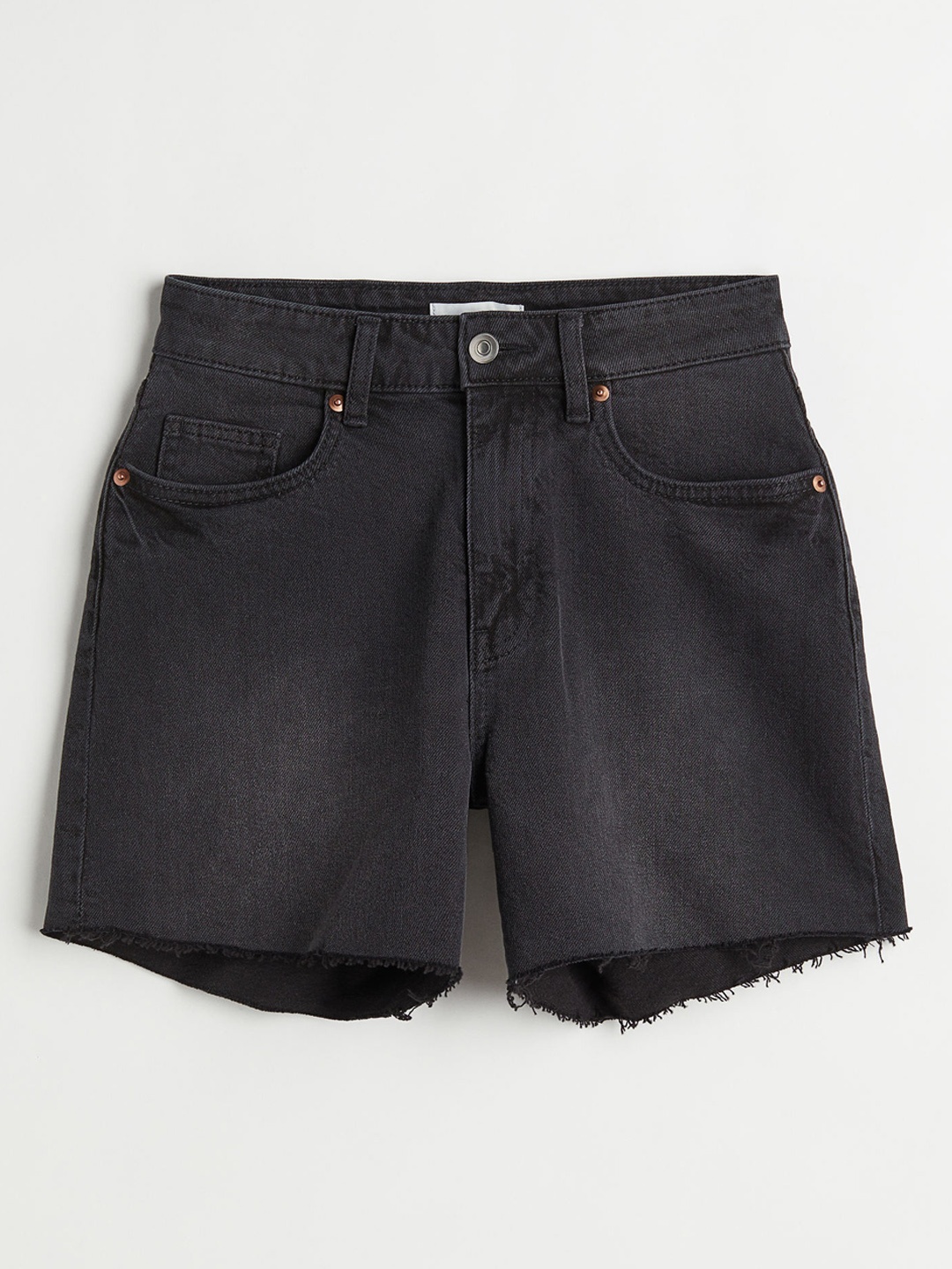 

H&M Women Black Solid High Waist Denim Shorts