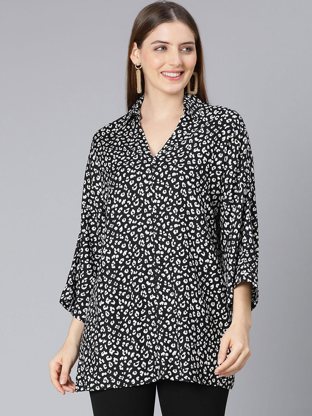 

Oxolloxo Black & White Animal Printed Tunic