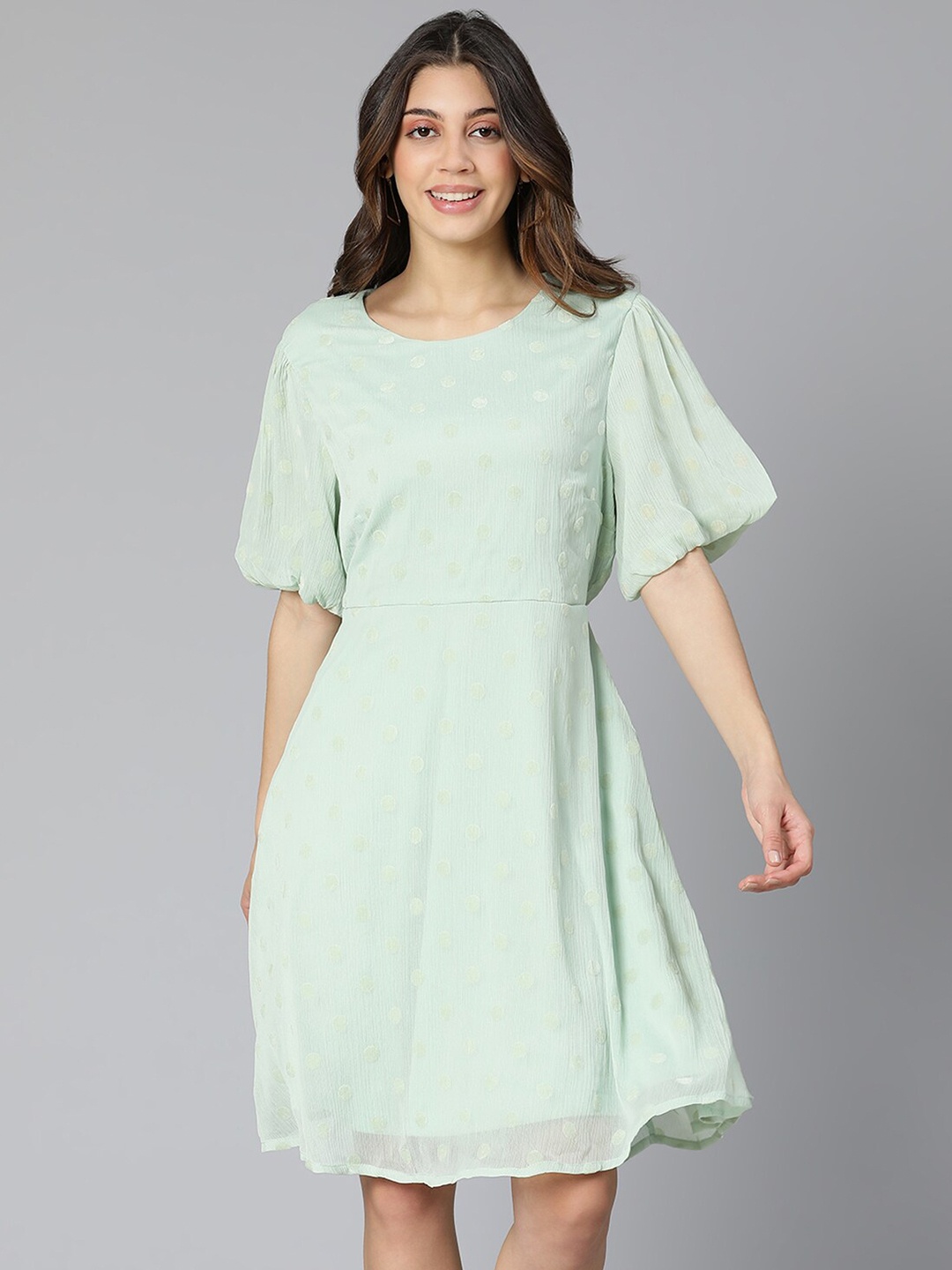

Oxolloxo WOMEN Green Satin A-Line Dress