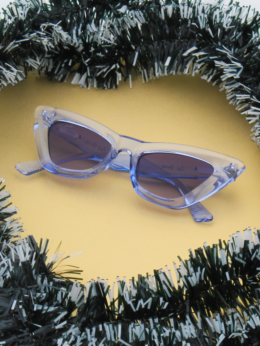 

Ted Smith Women Purple Lens & Blue Cateye Sunglasses with UV Protected Lens