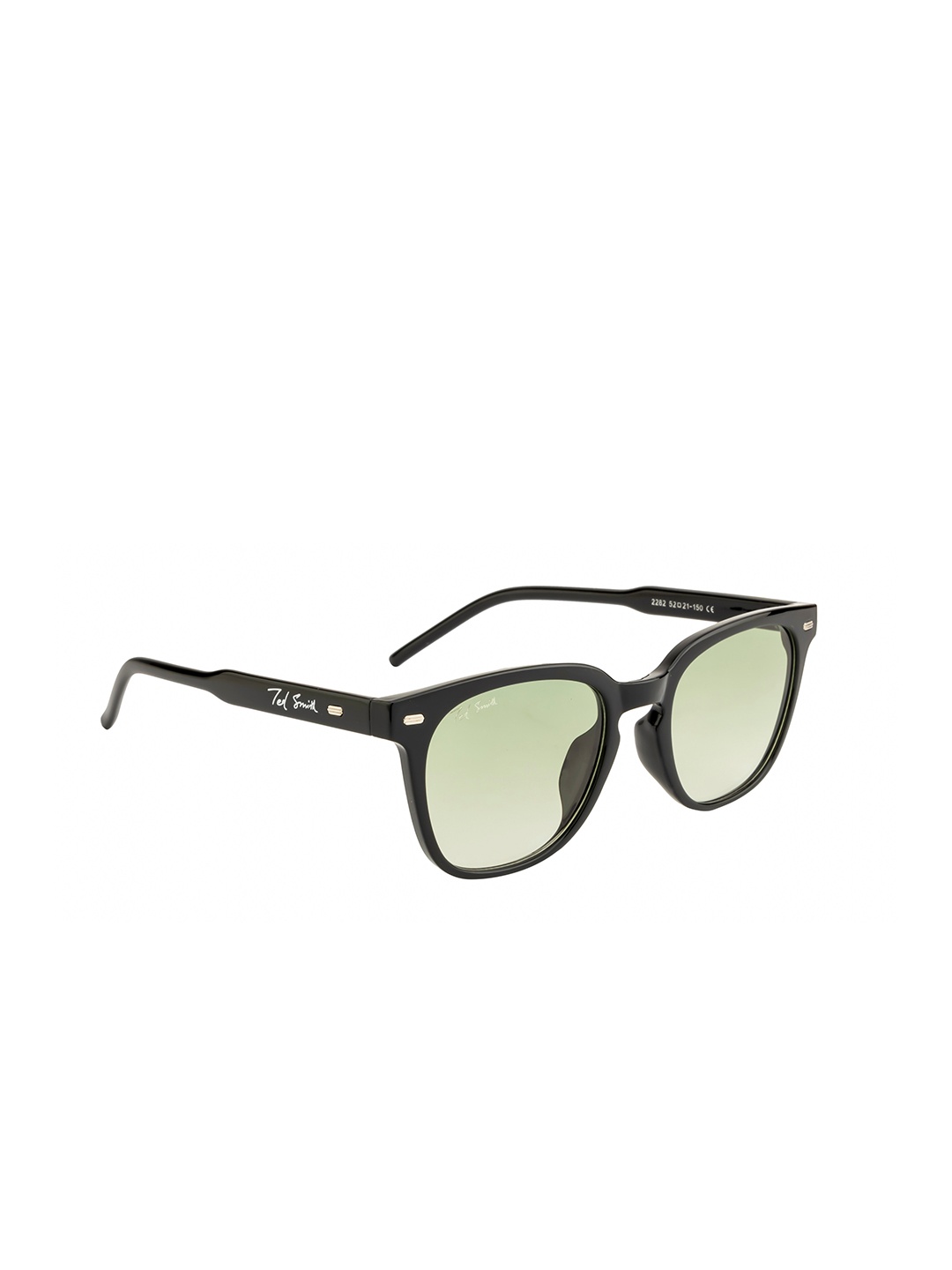

Ted Smith Unisex Green Lens & Black Wayfarer Sunglasses with UV Protected Lens