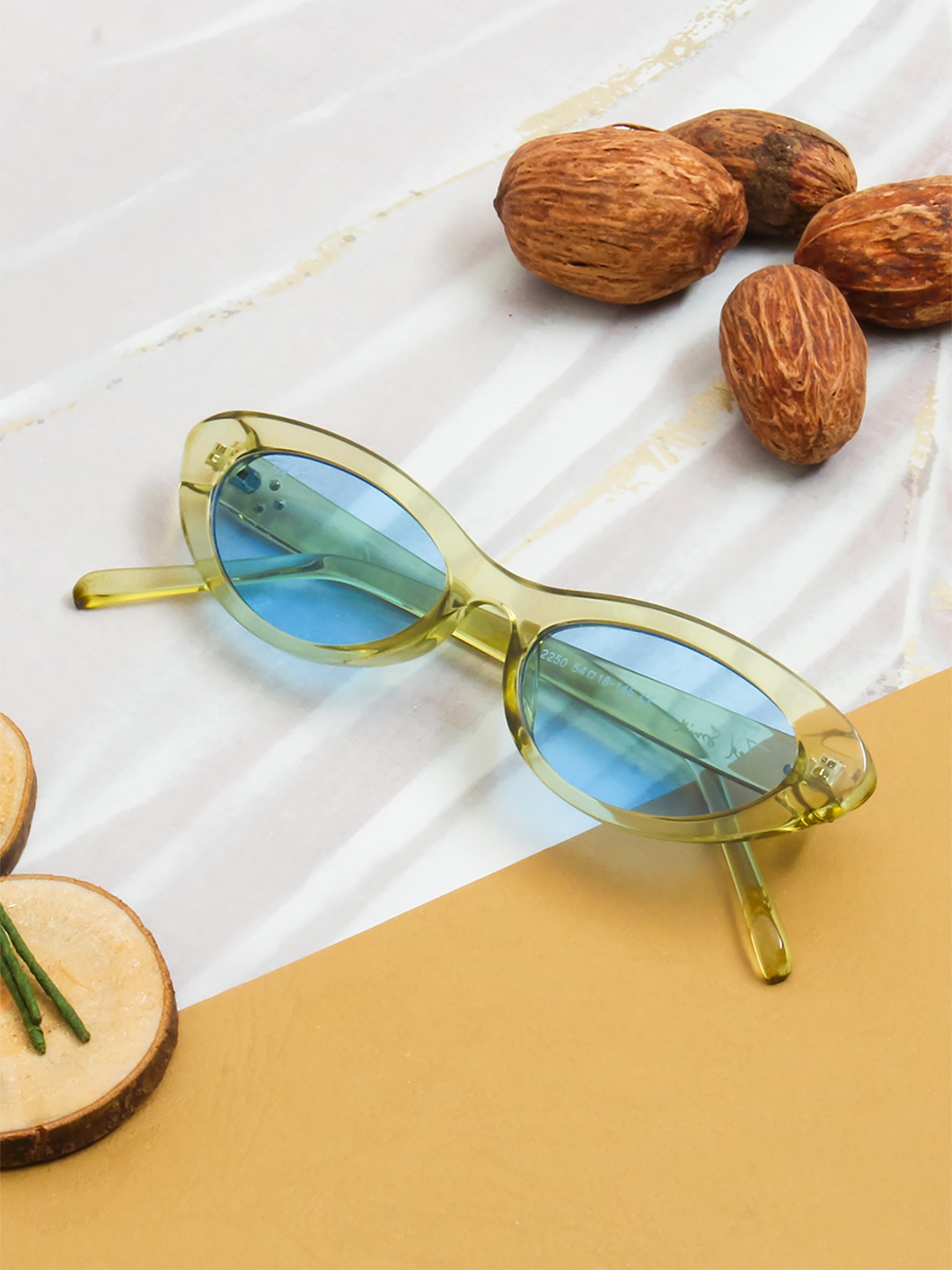 

Ted Smith Women Blue Lens & Green Cateye Sunglasses with UV Protected Lens-ARUBBA_C6