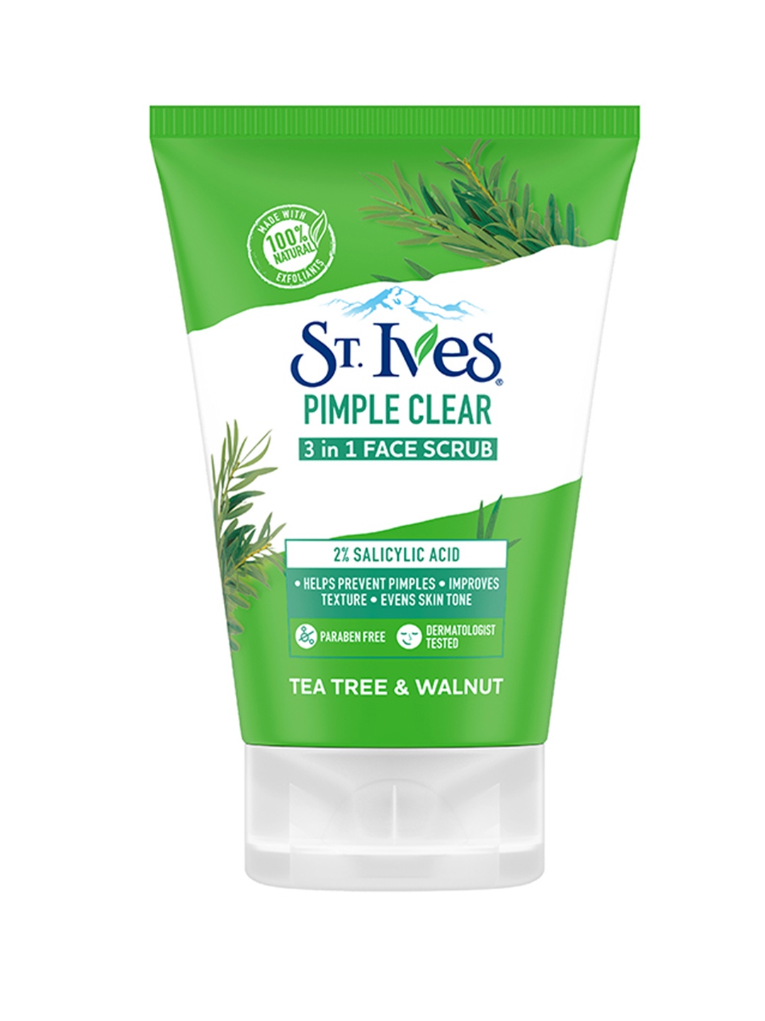 

St. Ives Pimple Clear 3-in-1 face Scrub with Tea Tree & Walnut - 80 g, Green