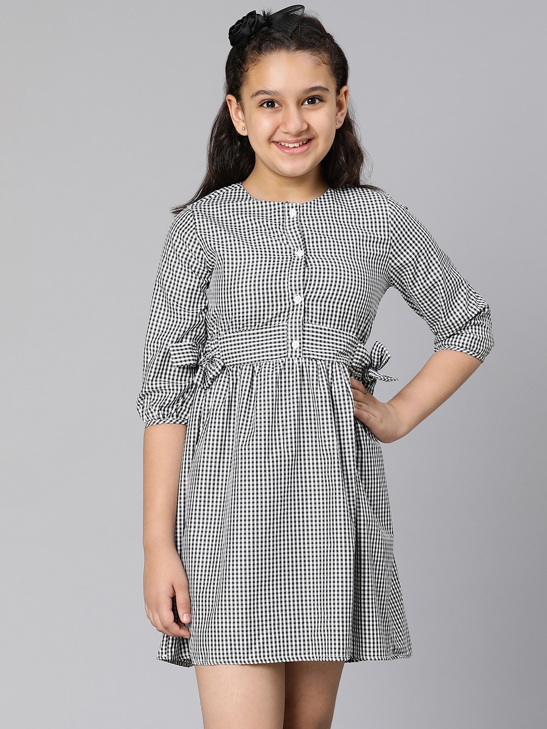 

Oxolloxo Black Checked Cotton Dress