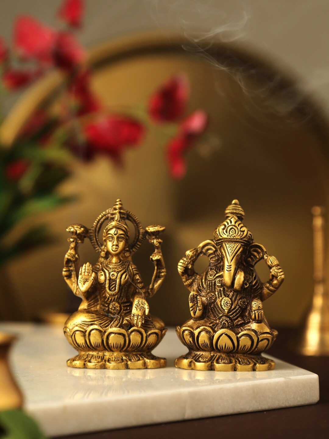 

Amoliconcepts Set Of 2 Gold-Toned Laxmi Ganesh Idol Showpiece