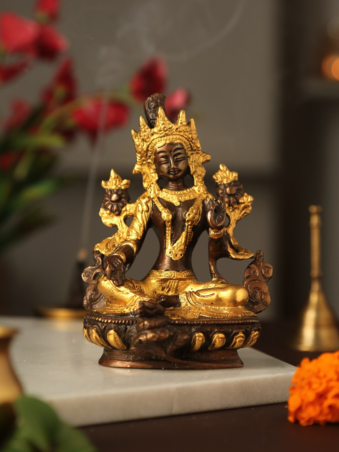 

Amoliconcepts Gold-Toned Tara Devi Idol Showpiece