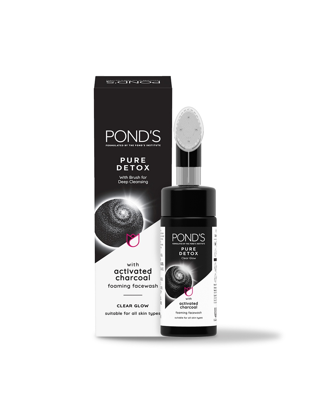 

Ponds Pure Detox Foaming Brush Facewash with Activated Charcoal - 150 ml, Black