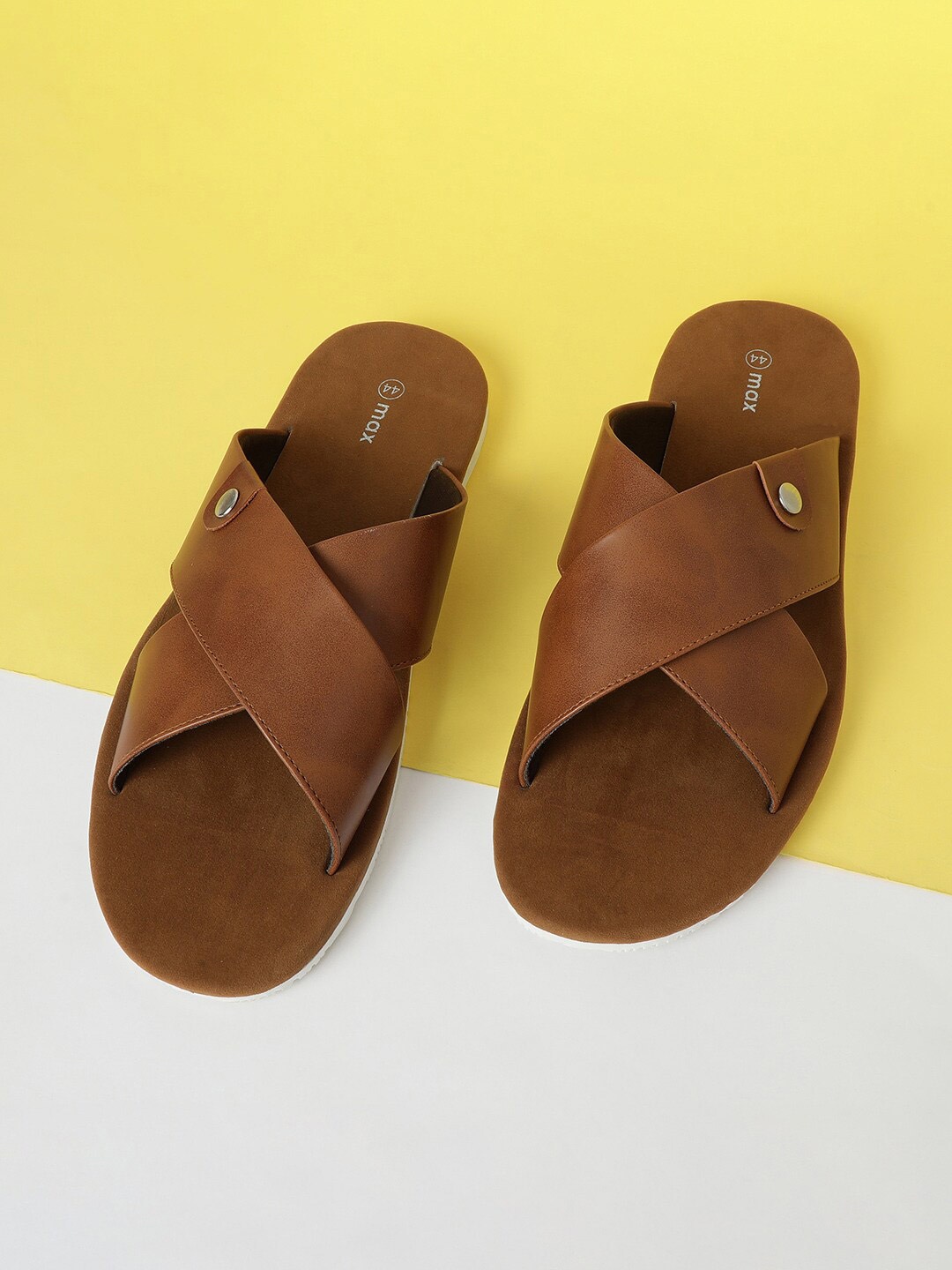 

max Men Tan & White PU Comfort Sandals