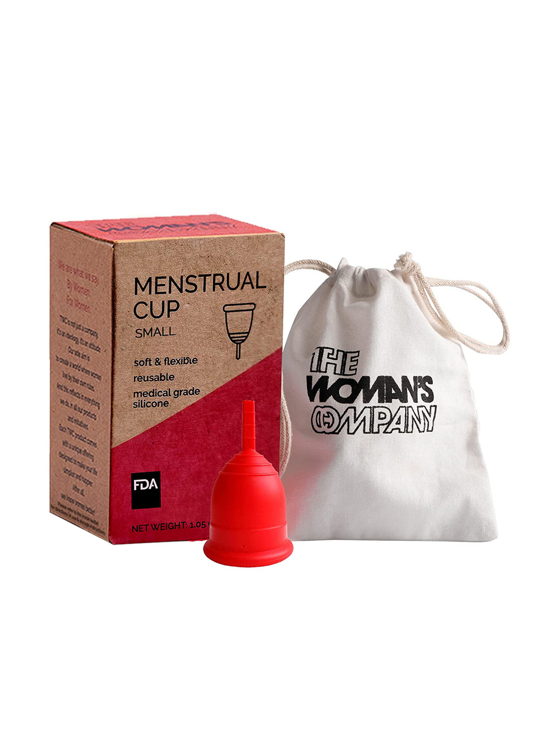 

THE WOMAN'S COMPANY Ultra Soft Medical Grade Silicone Reusable Menstrual Cup - Small, Red