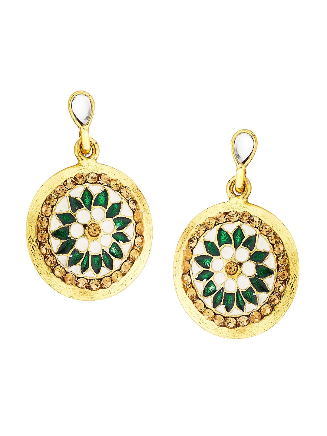 

Kshitij Jewels Gold-Toned & Green Contemporary Drop Earrings