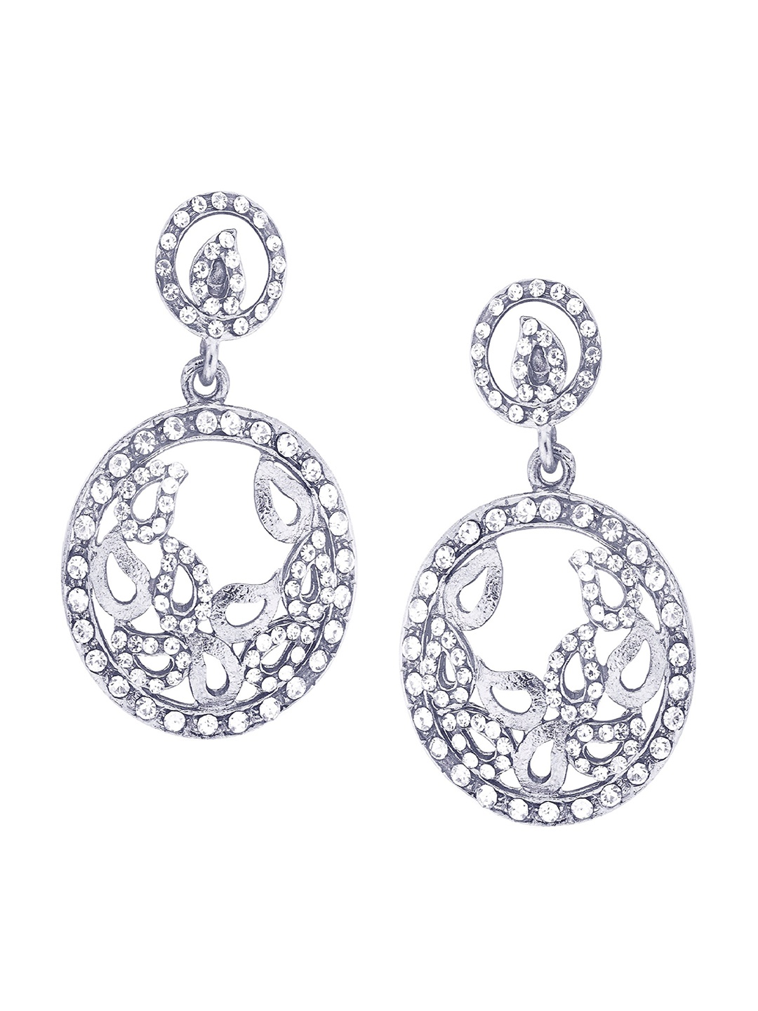 

Kshitij Jewels Silver-Toned Contemporary Drop Earrings