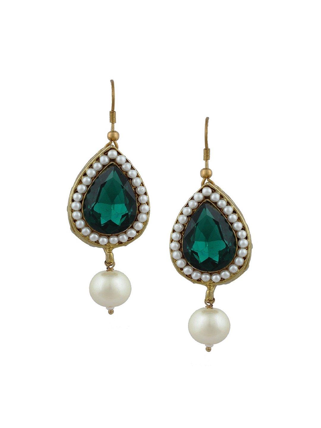 

Kshitij Jewels Women Green & White Contemporary Drop Earrings