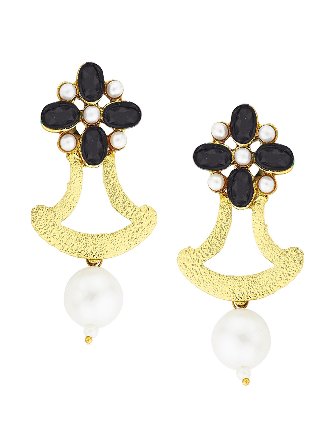 

Kshitij Jewels Gold-Toned Black Classic Drop Earrings
