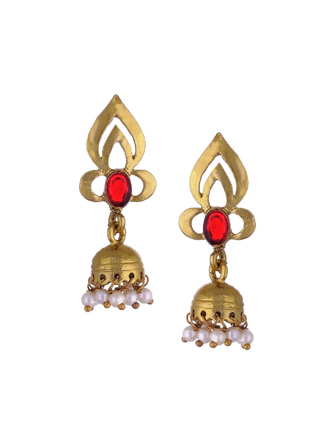 

Kshitij Jewels Red Gold-Plated Contemporary Jhumkas Earrings