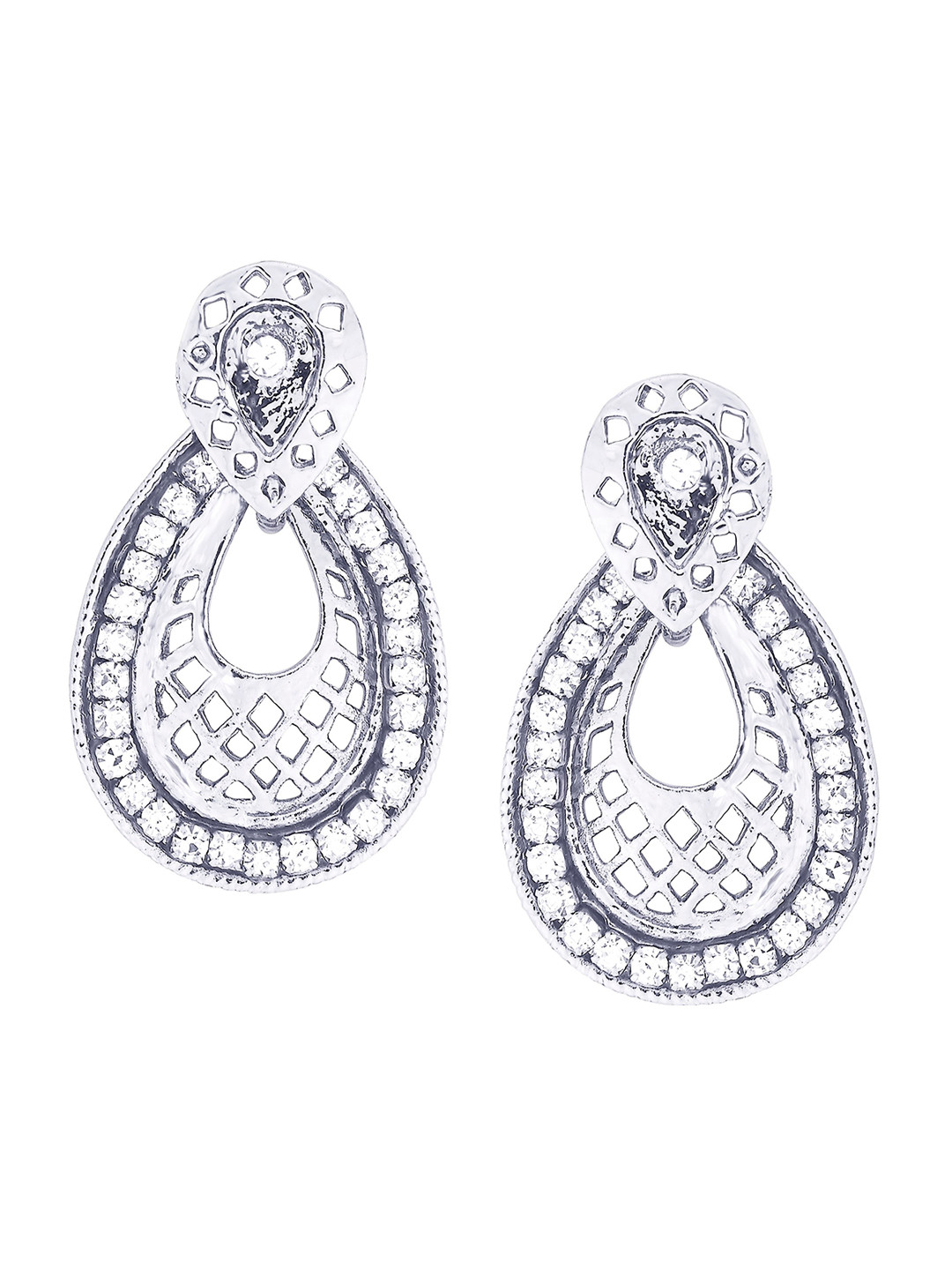 

Kshitij Jewels Women Silver-Toned Contemporary Drop Earrings