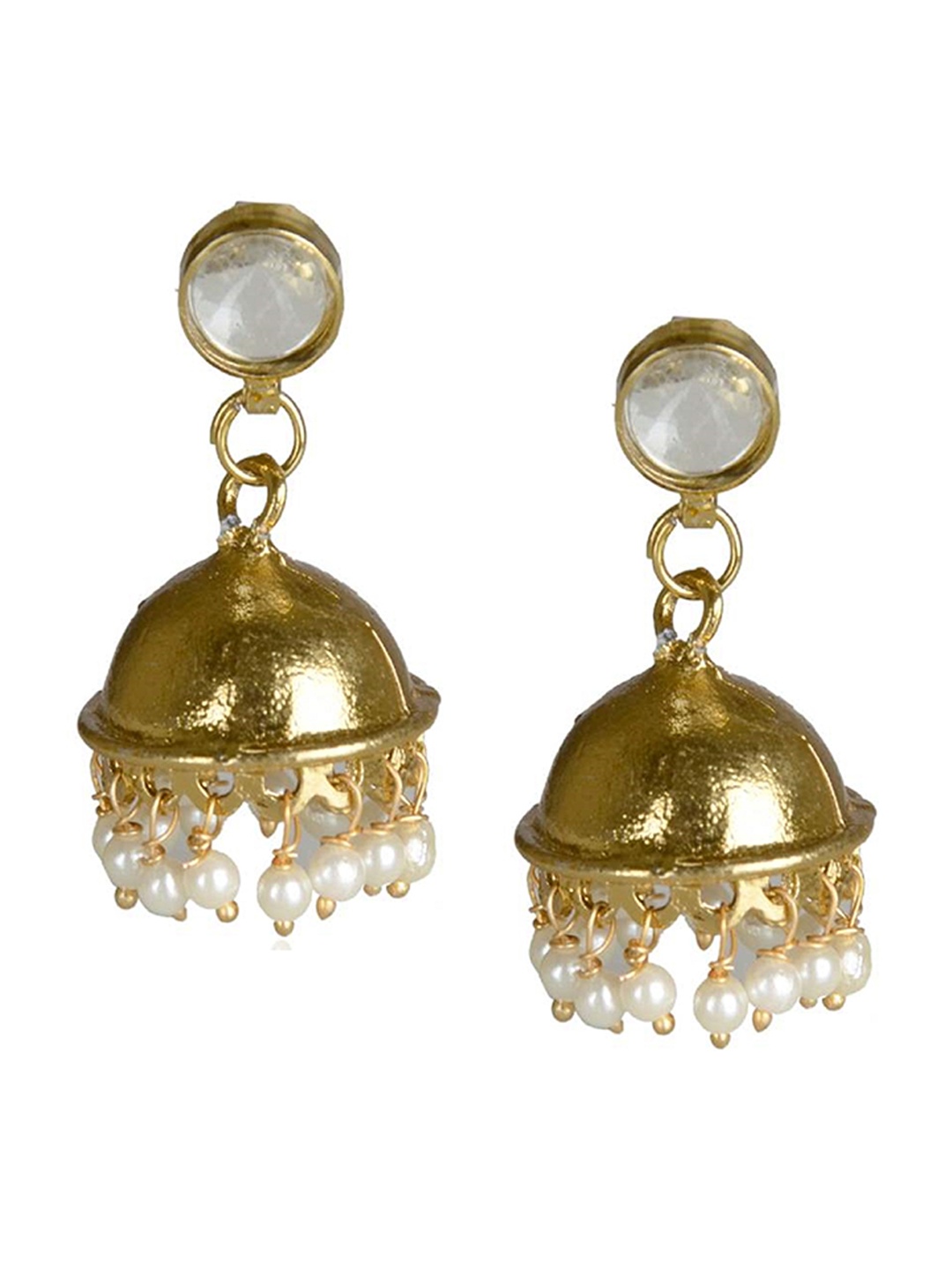 

Kshitij Jewels Gold-Toned Contemporary Jhumkas Earrings