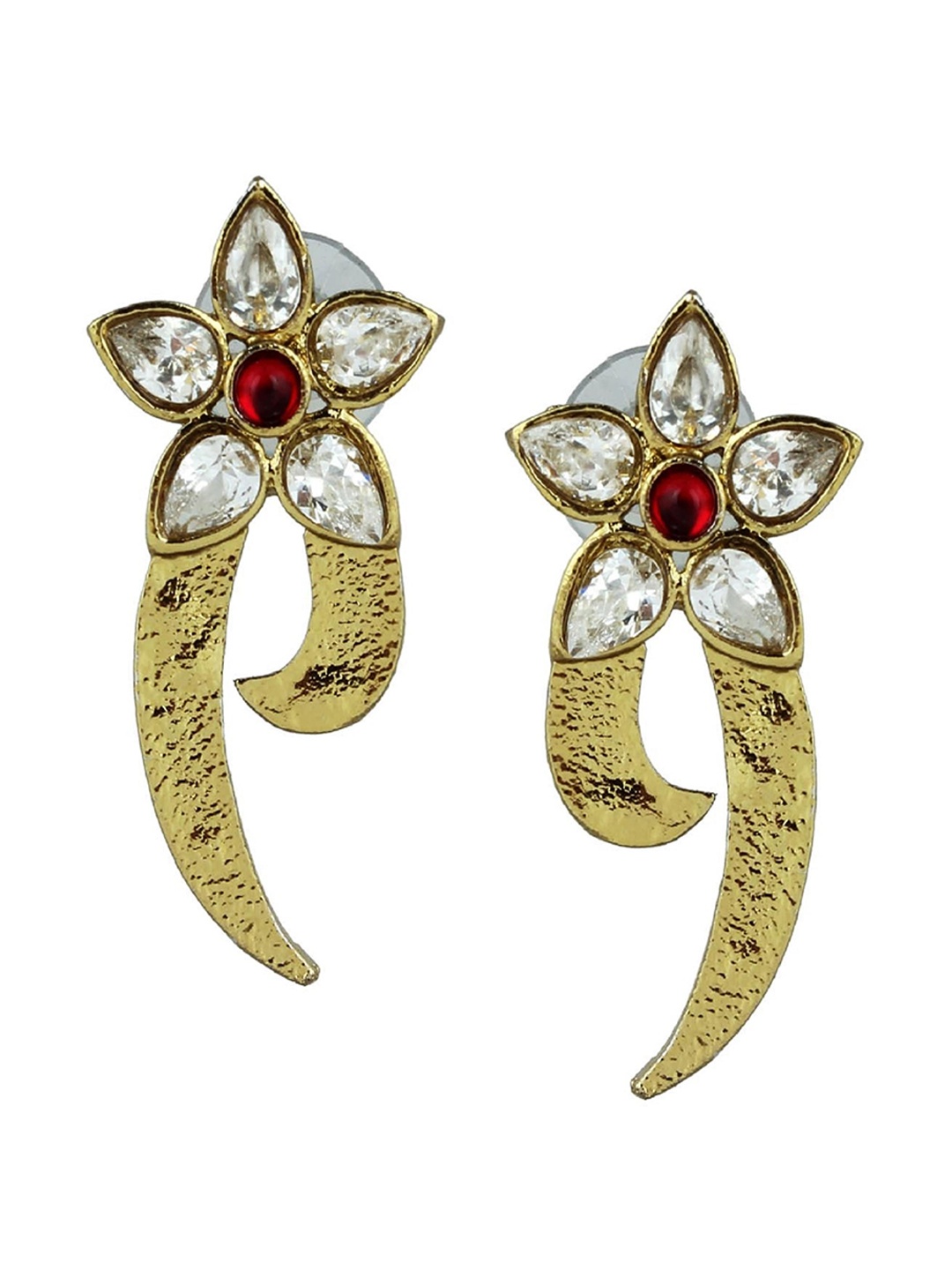 

Kshitij Jewels Gold-Plated Red Floral Drop Earrings