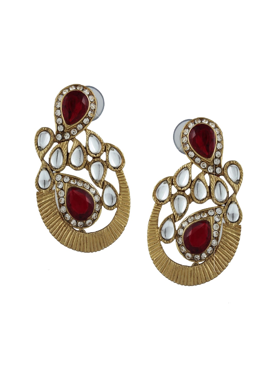 

Kshitij Jewels Gold-Plated Maroon & White Contemporary Drop Earrings