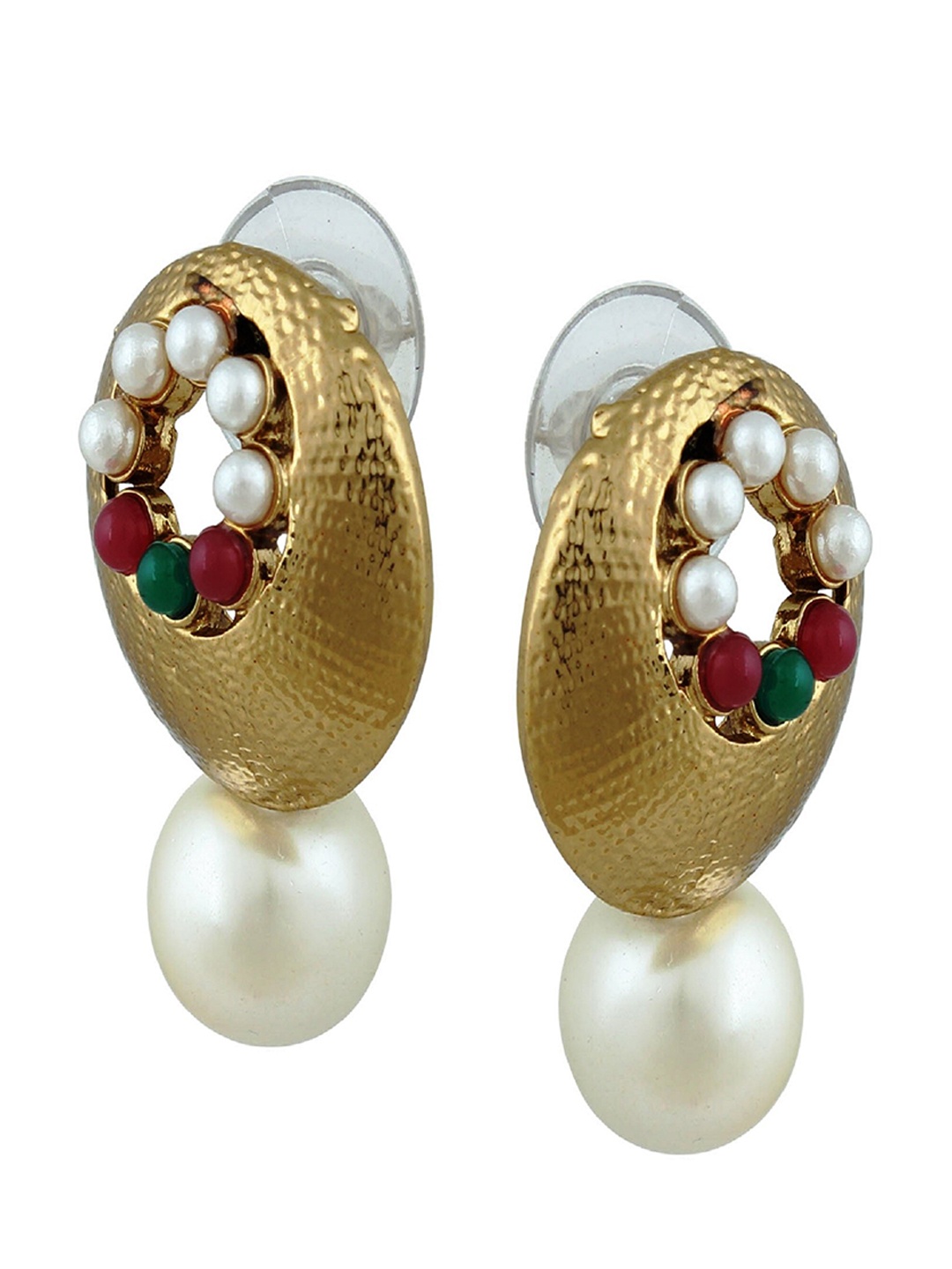 

Kshitij Jewels Women Gold-Toned & White Contemporary Studs Earrings