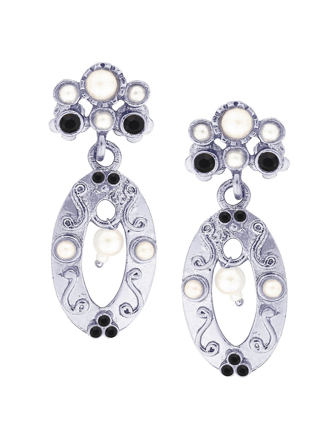 

Kshitij Jewels Women Black & Silver-Toned Contemporary Drop Earrings