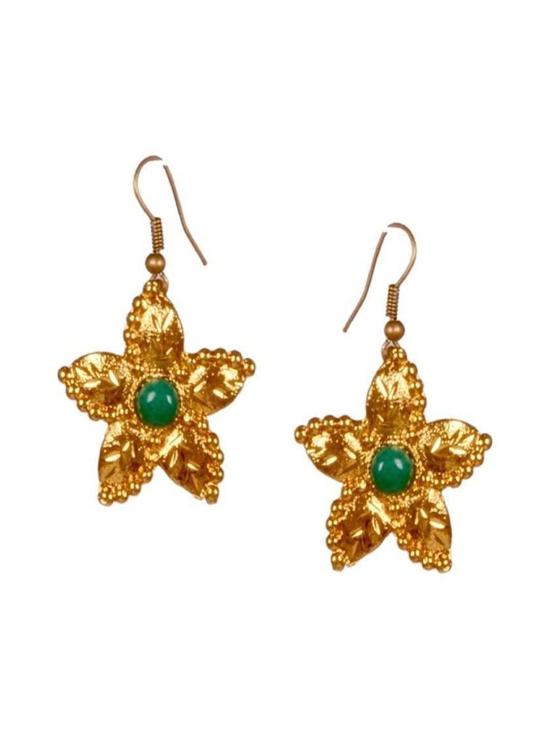 

Kshitij Jewels Green & Gold-Toned Contemporary Drop Earrings