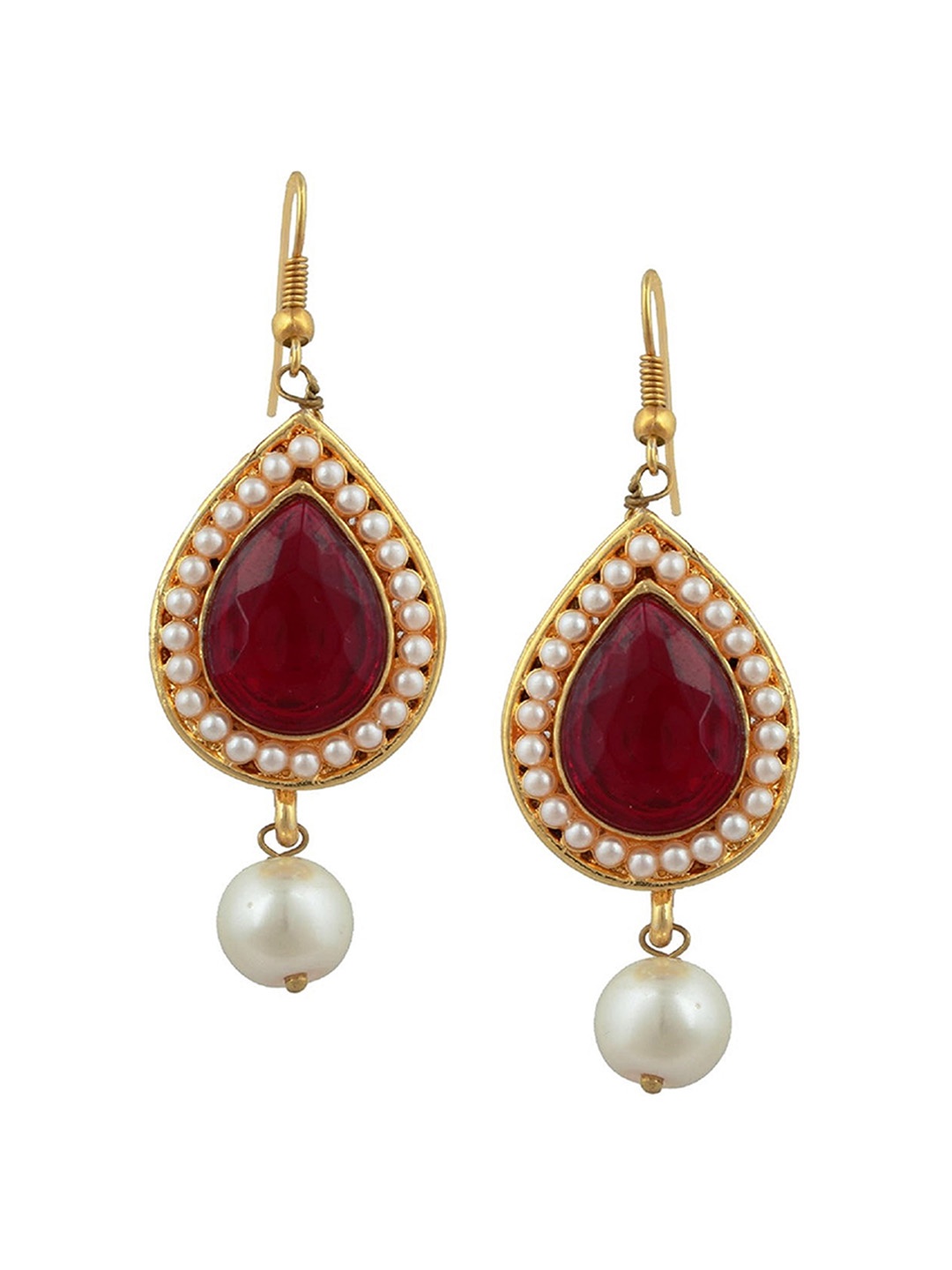 

Kshitij Jewels Maroon Contemporary Drop Earrings